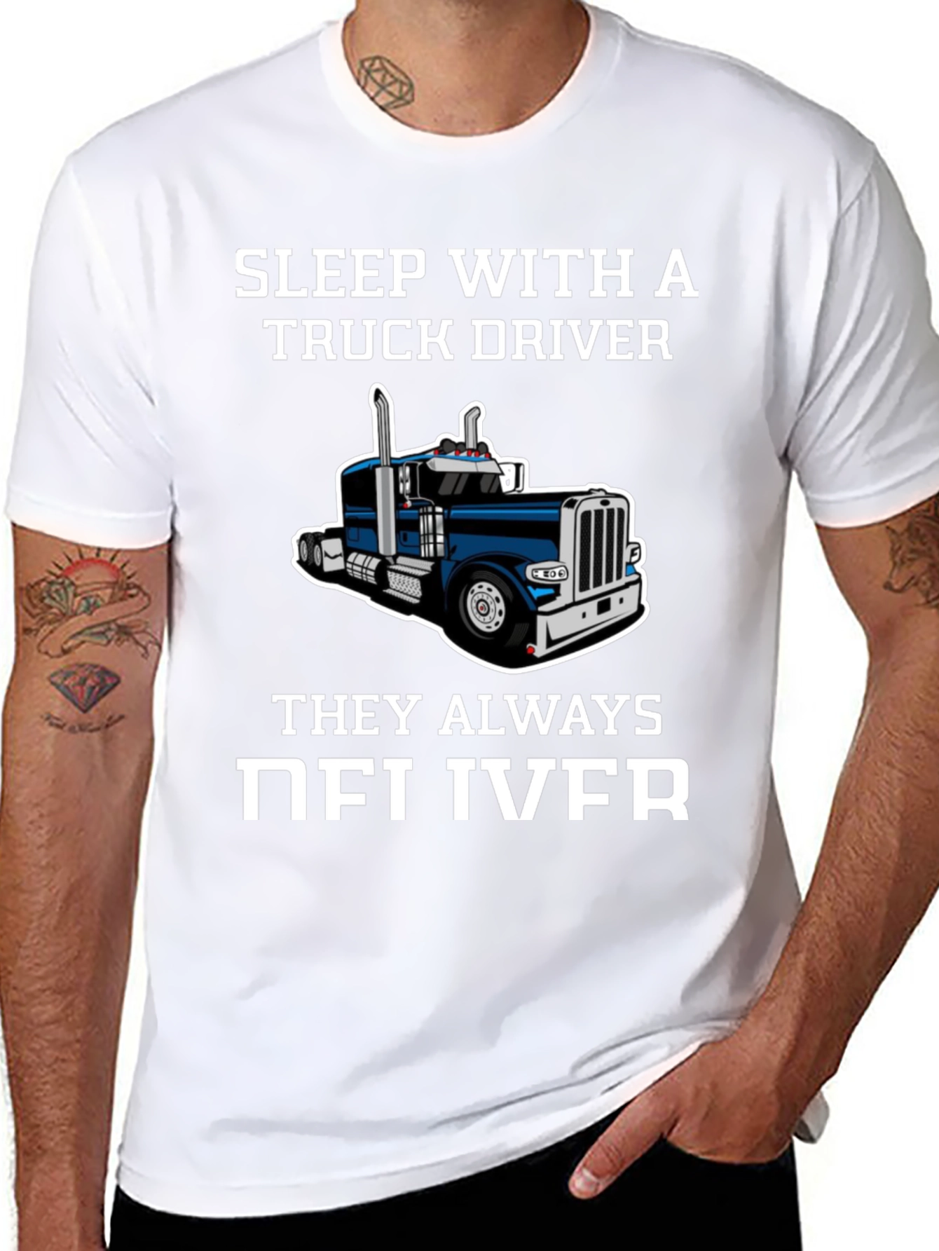 Black Sleep with a Truck Driver Funny T-Shirt view 8