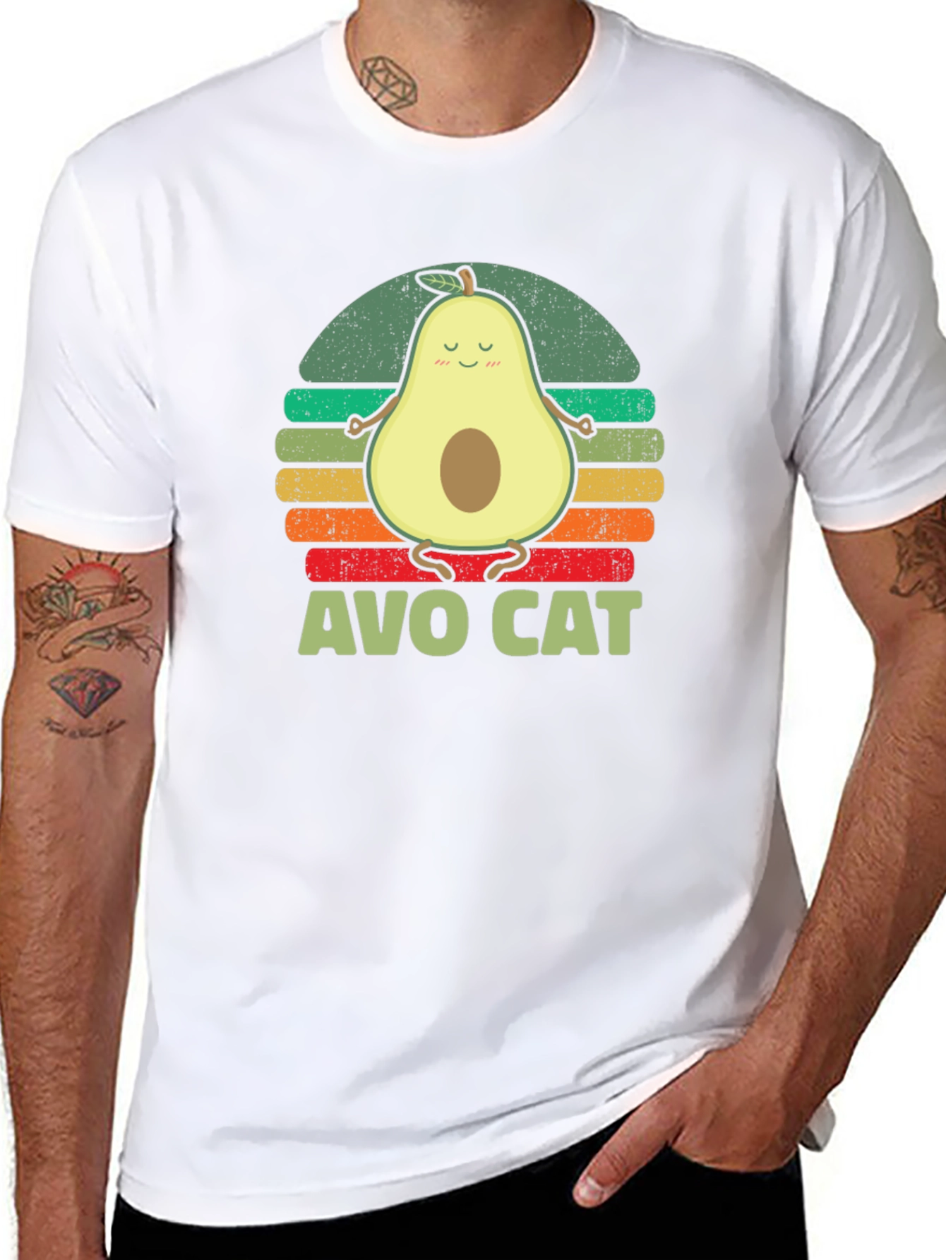 Black Avo Cat T-Shirt - Avocado Yoga Funny Tee view 8