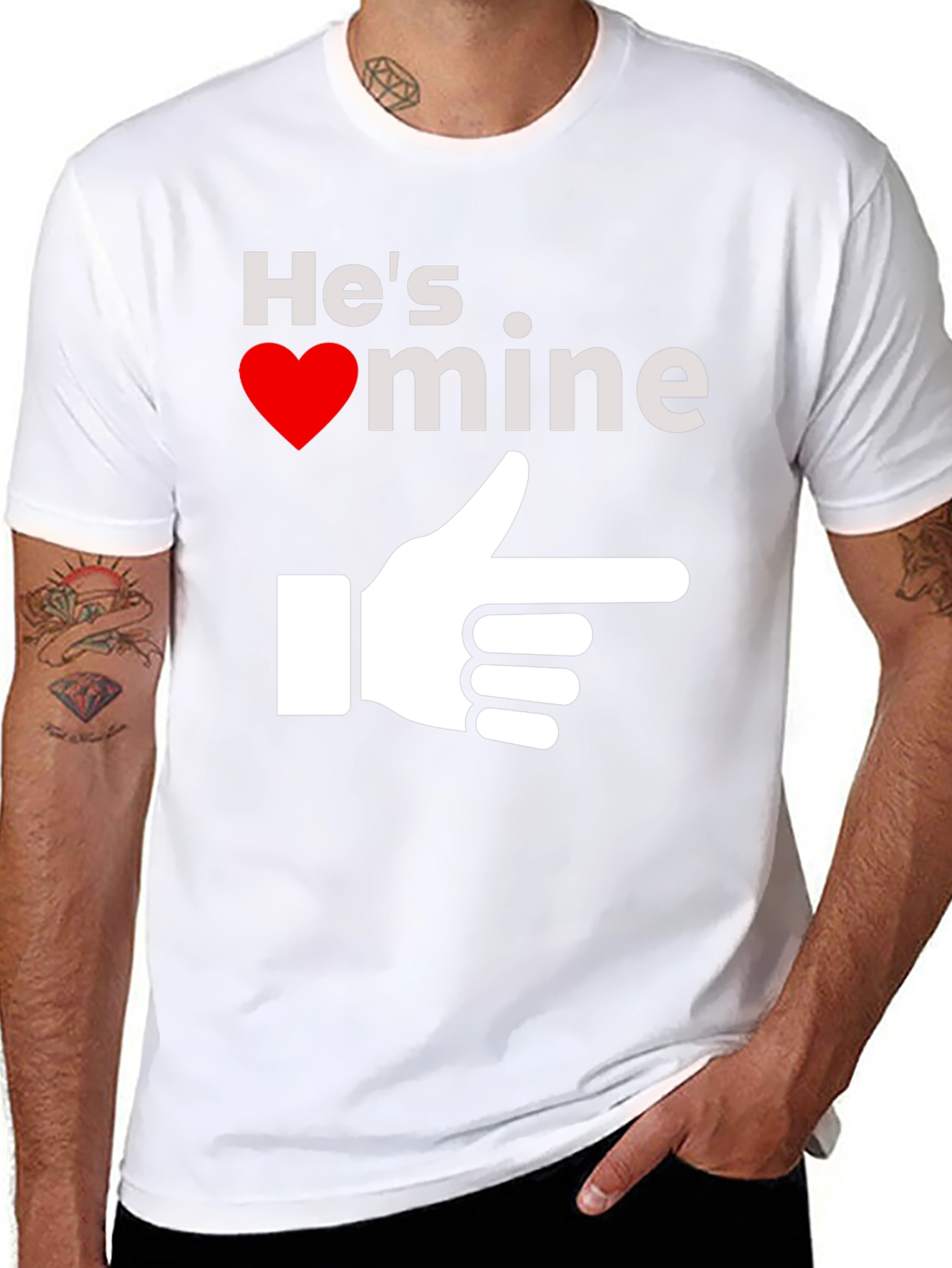 Black He's Mine T-Shirt - Novelty Graphic Tee view 8
