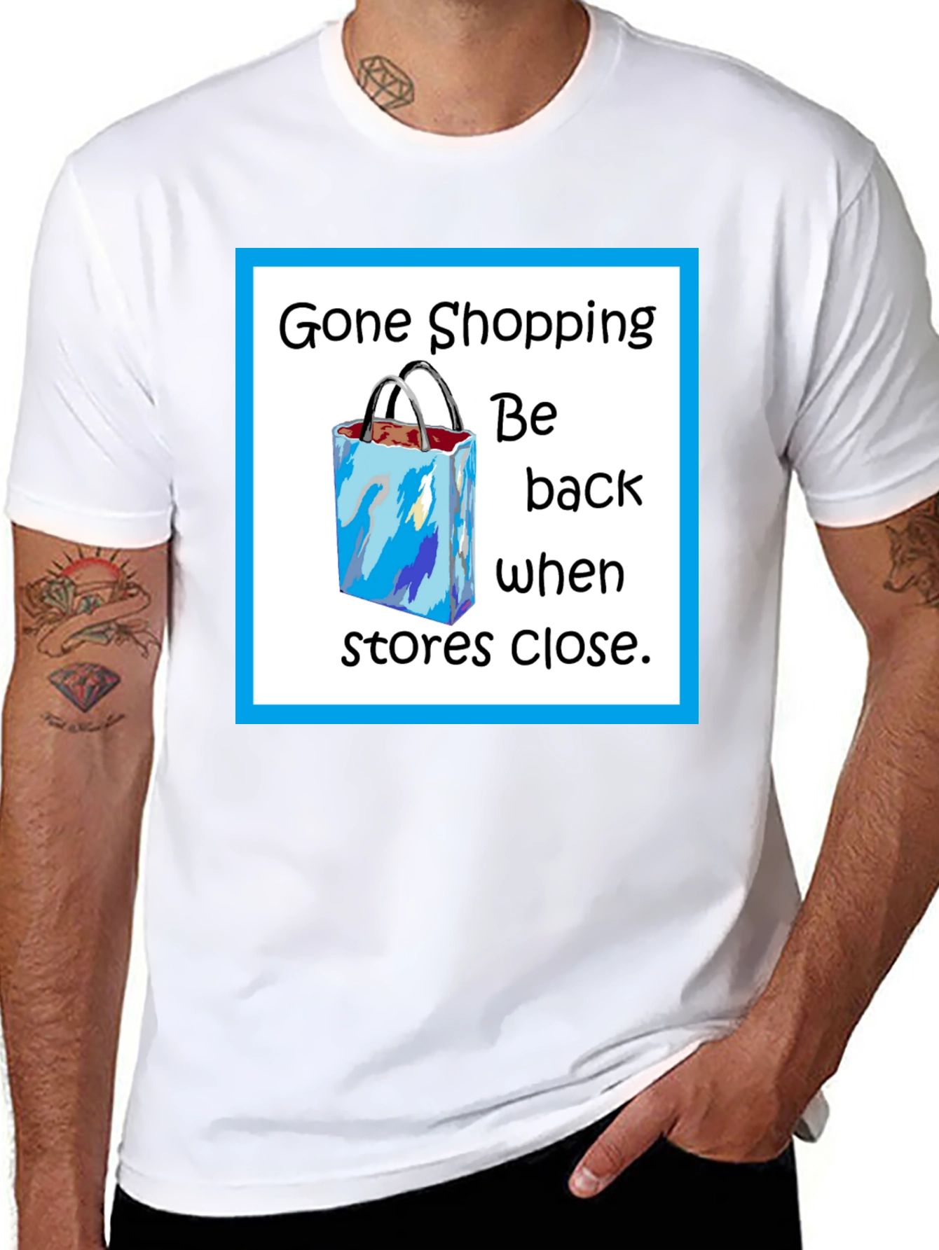 Black Gone Shopping T-Shirt - Funny Shopper Tee view 8