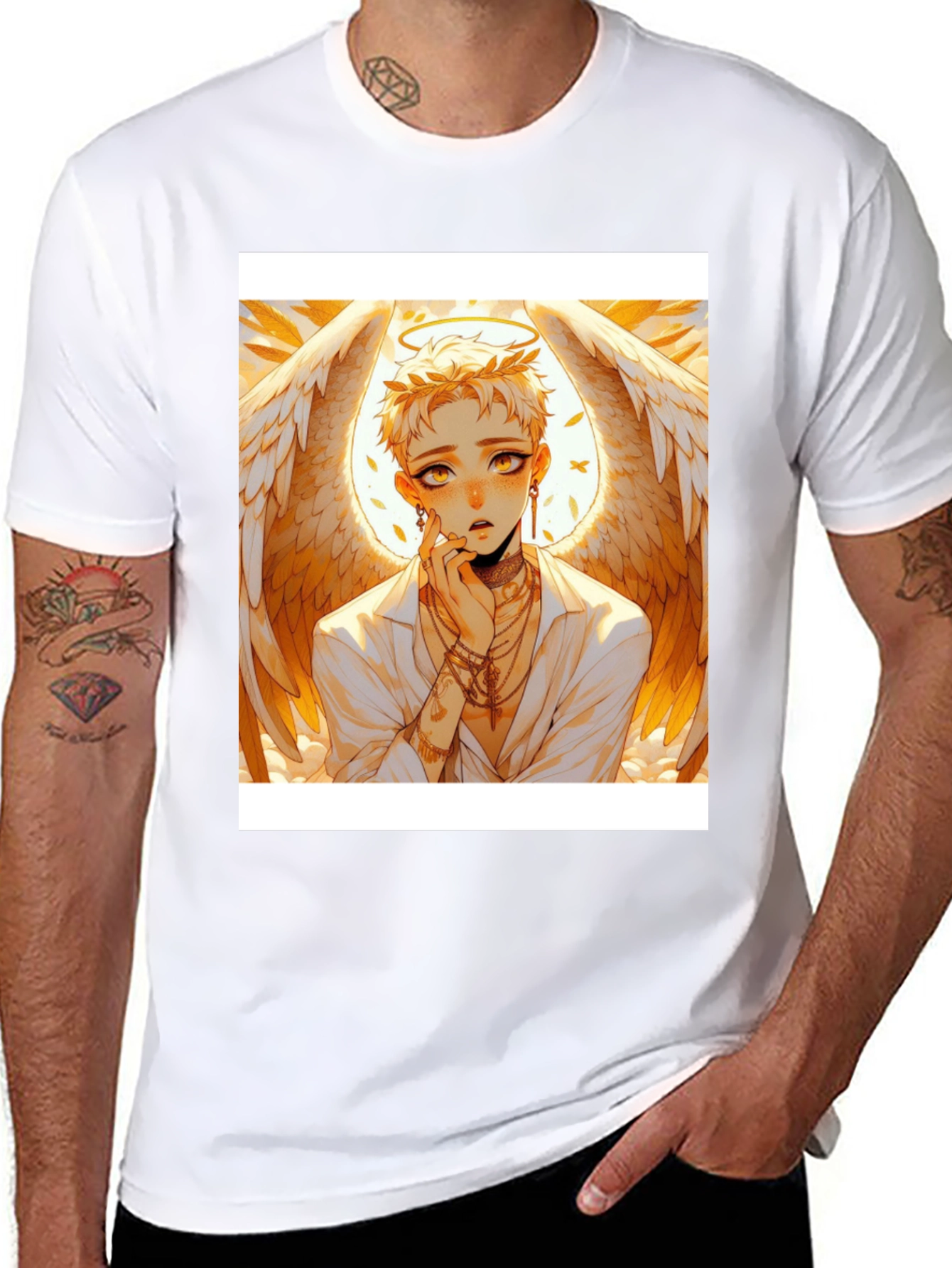 Black Anime Angel T-Shirt - Unique Graphic Tee for Style view 8