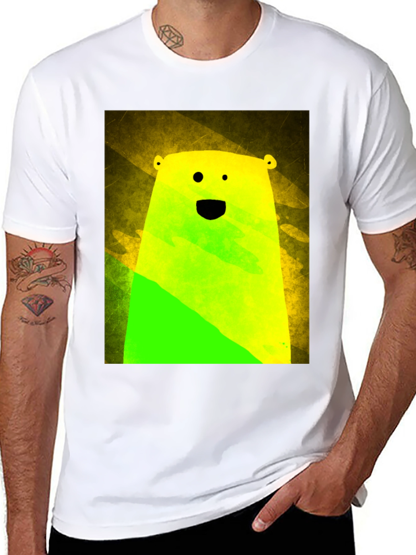 Black Vibrant Bear Graphic Tee - Unique Streetwear Style view 8