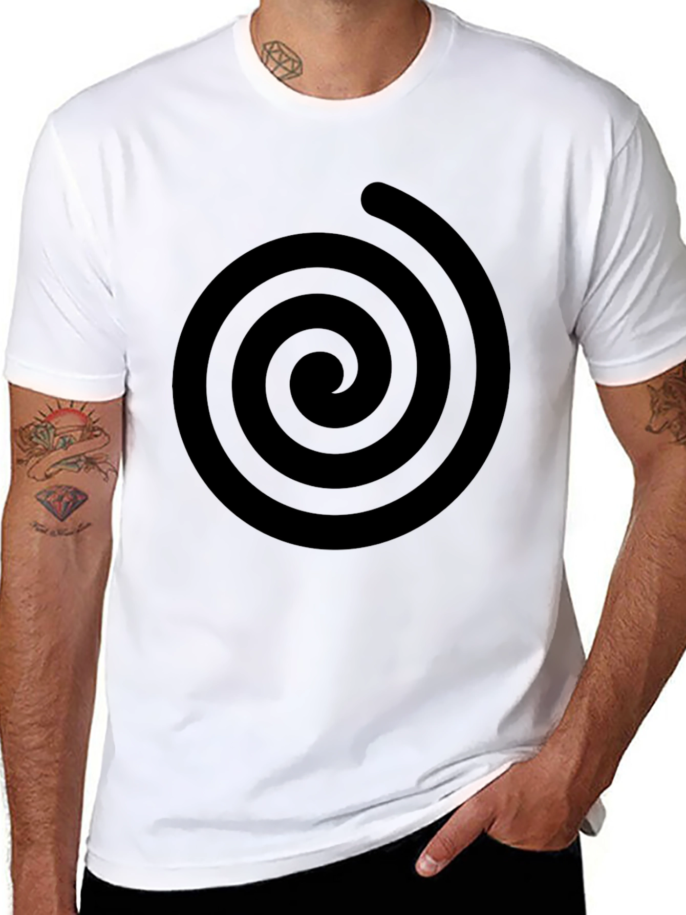 Black Spiral Graphic Black T-Shirt - Modern Casual Style view 8