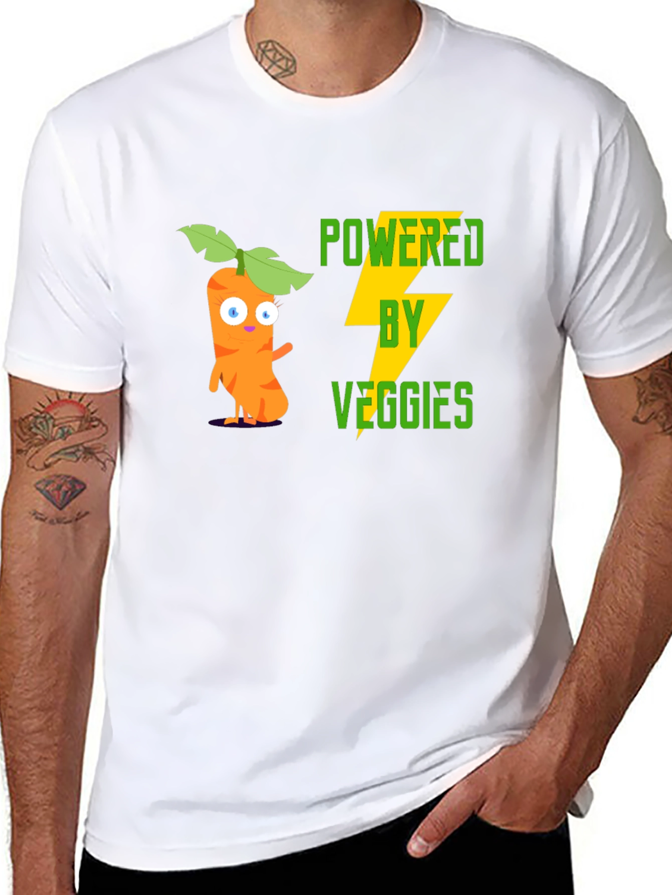 Black Powered by Veggies Graphic Tee - Black view 8