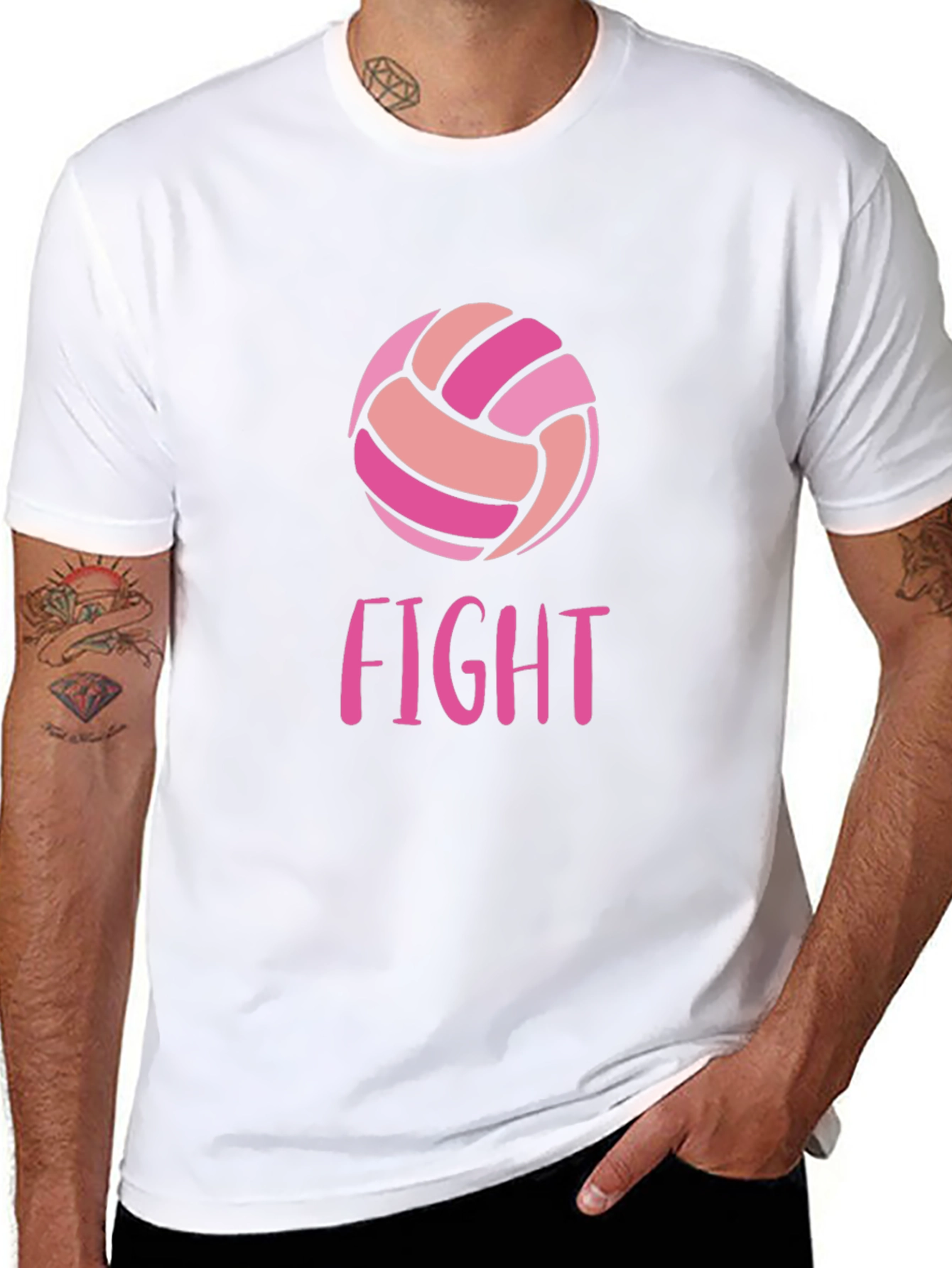 Black Volleyball Fight T-Shirt Breast Cancer Awareness view 8