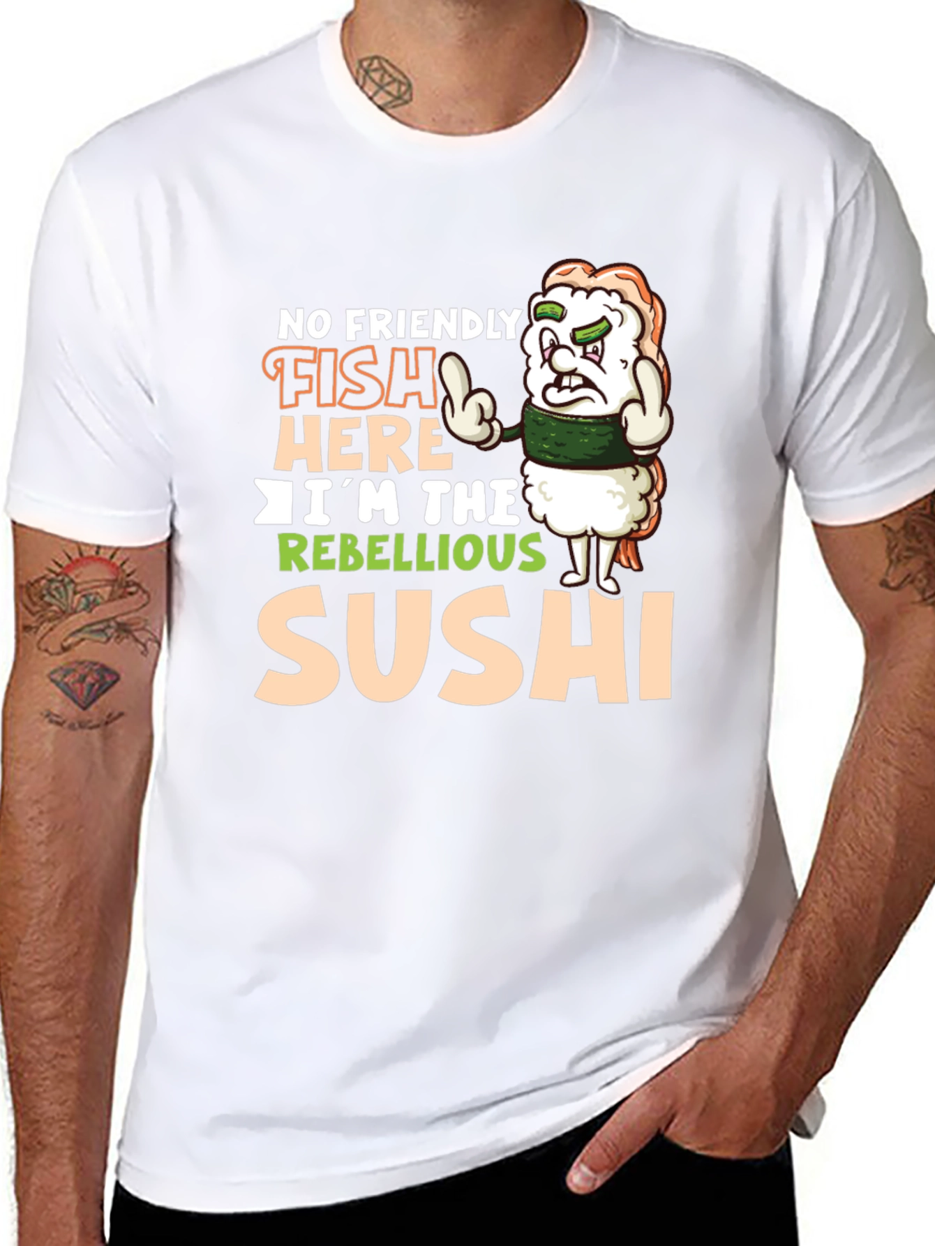 Black Rebellious Sushi Graphic Tee view 8