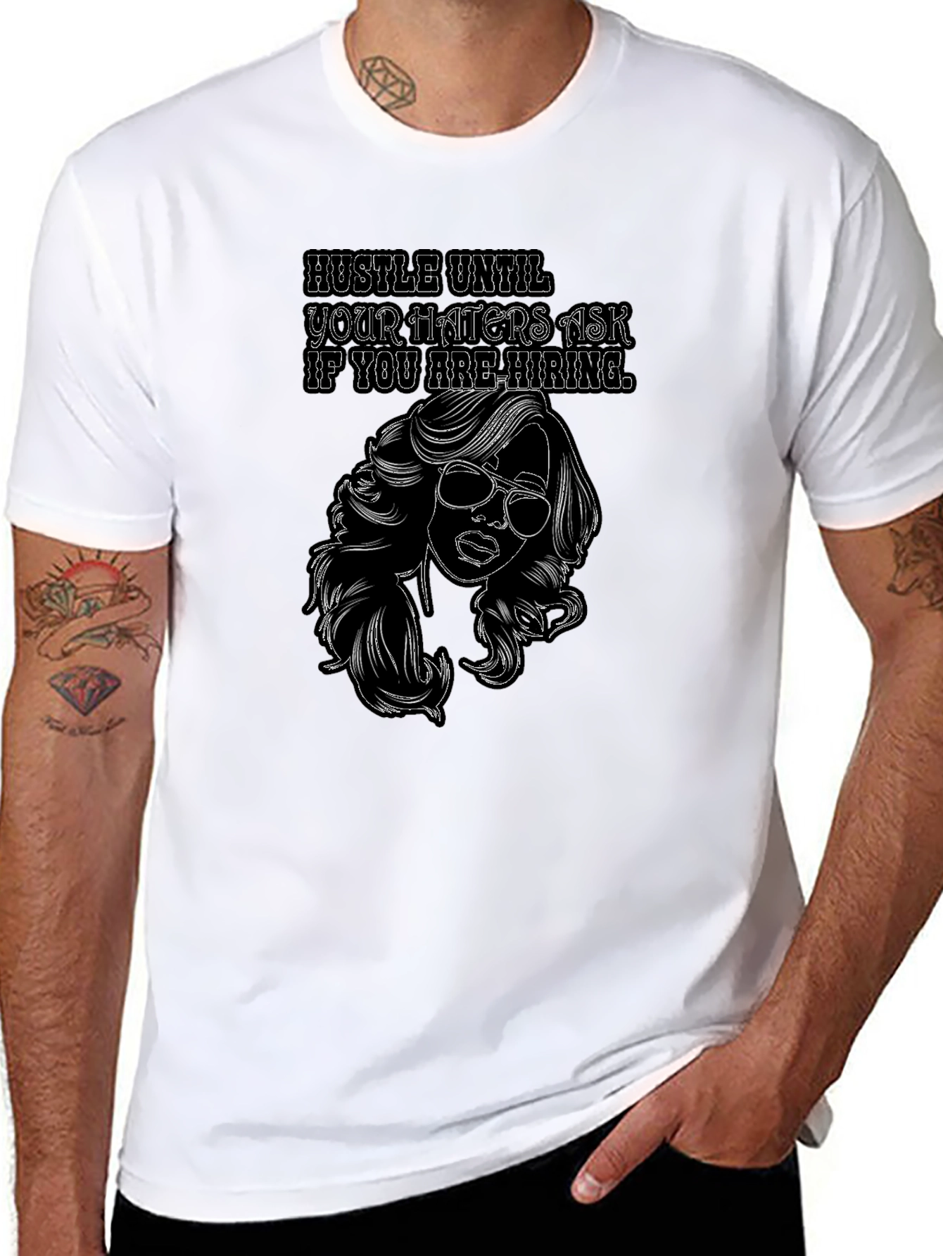 Black Hustle Until Your Haters Ask T-Shirt view 8