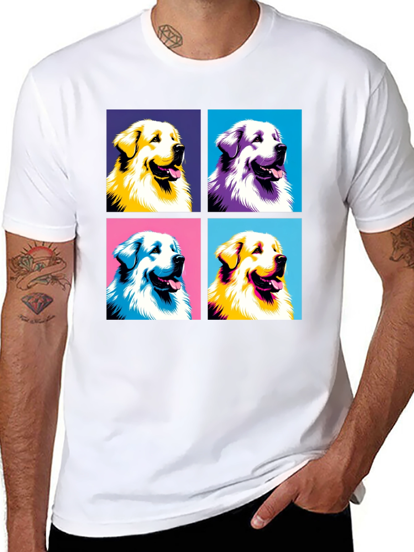 Black Dog Pop Art T-Shirt - Unique Graphic Tee view 8
