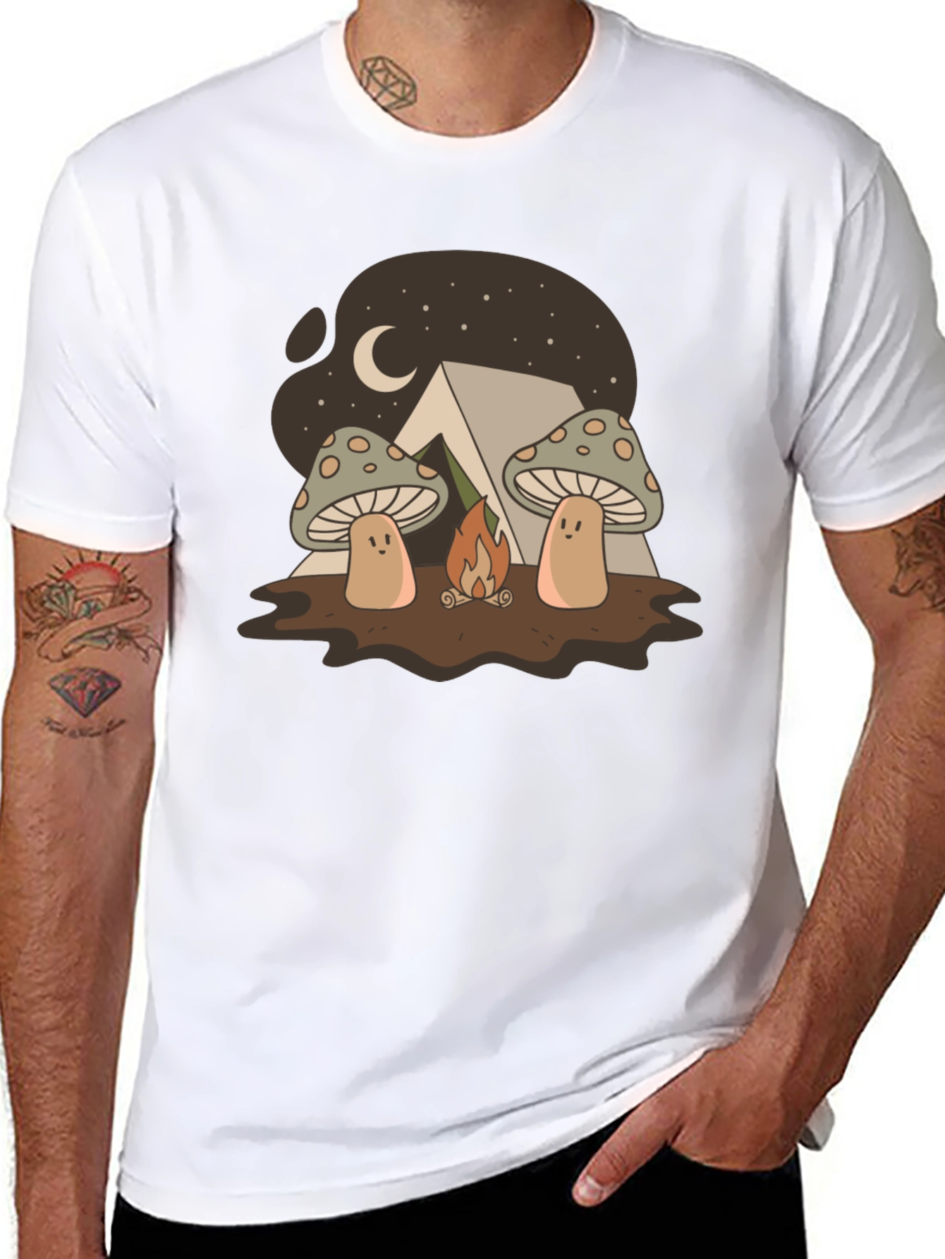 Black Mushroom Campfire T-Shirt view 8