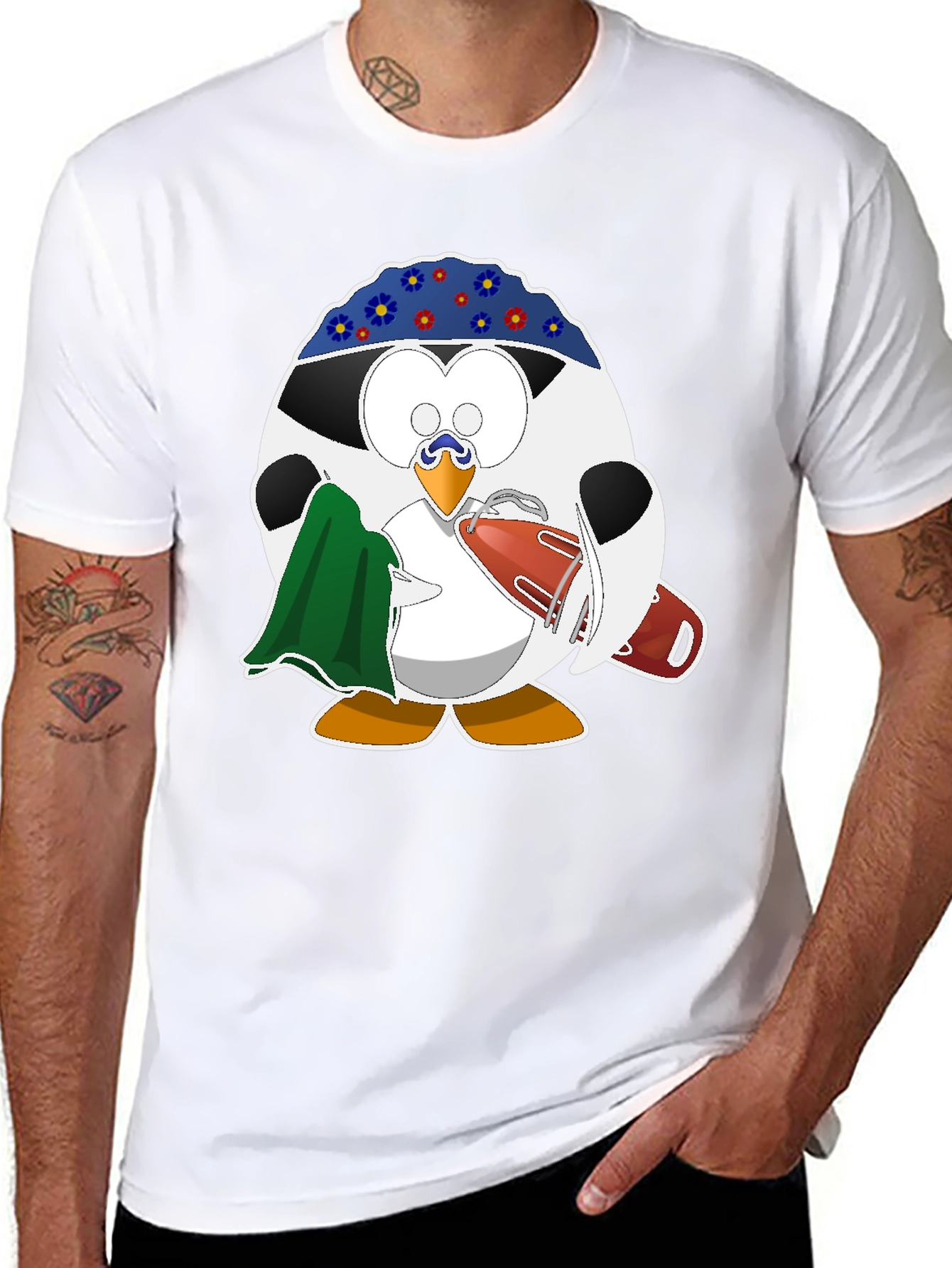 Black Lifeguard Penguin Graphic T-Shirt - Black view 8