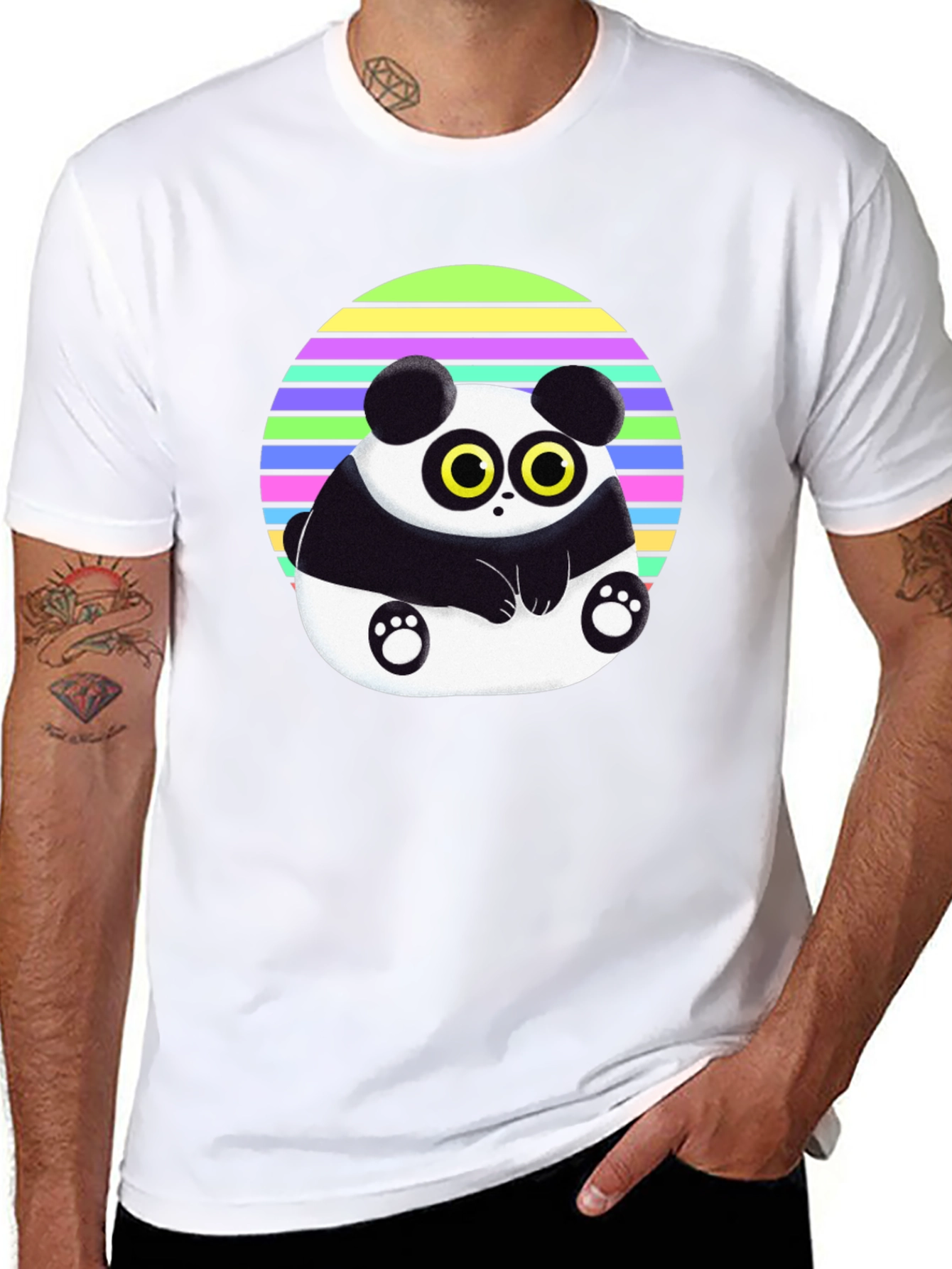 Black Retro Panda T-Shirt - Cute Cartoon Animal Graphic Tee view 8