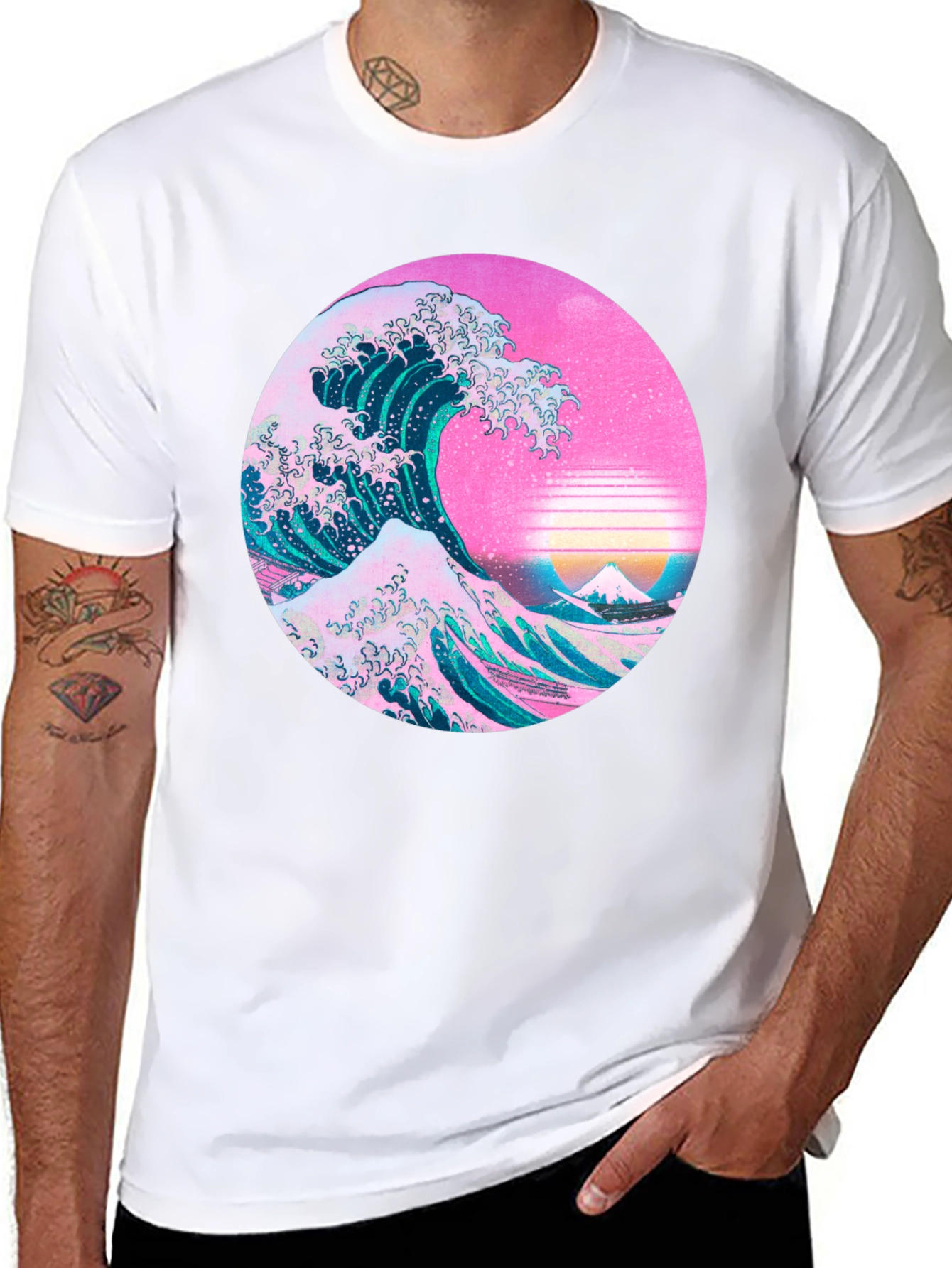 Black Great Wave Aesthetic T-Shirt view 8