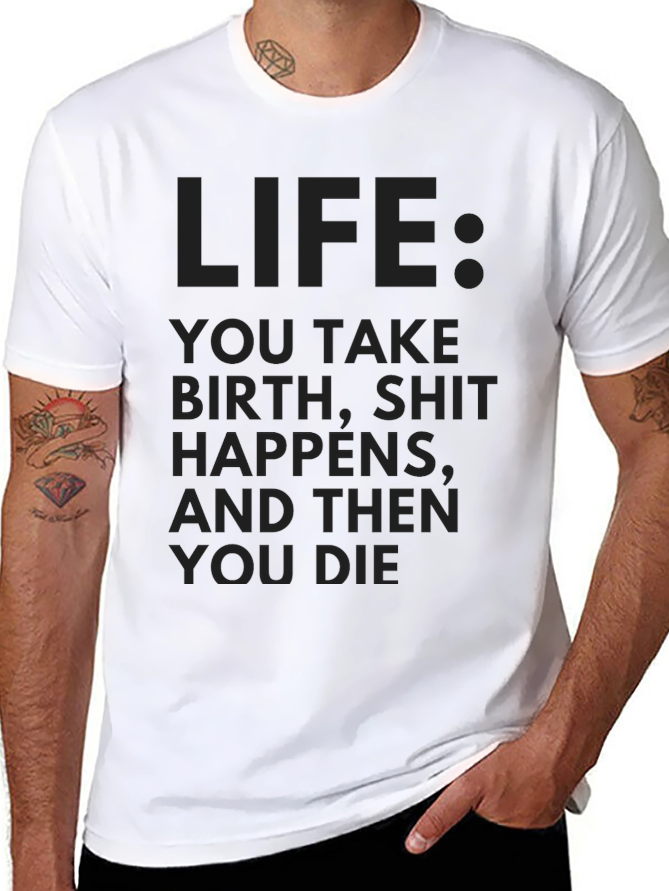 Black Life Happens Dark Humor T-Shirt view 8