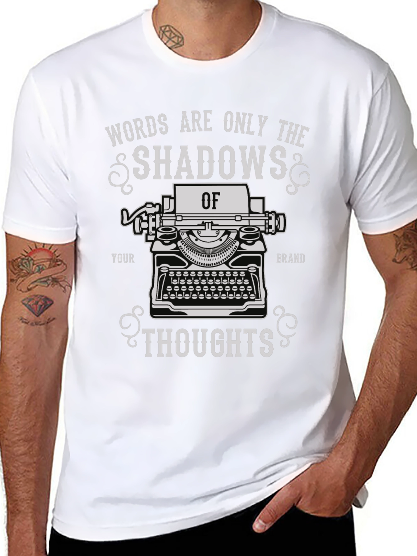 Black Shadows of Thoughts Typewriter T-Shirt view 8