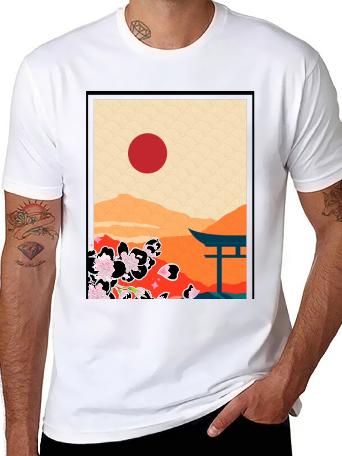 Black Japanese Art Graphic T-Shirt - Black view 8