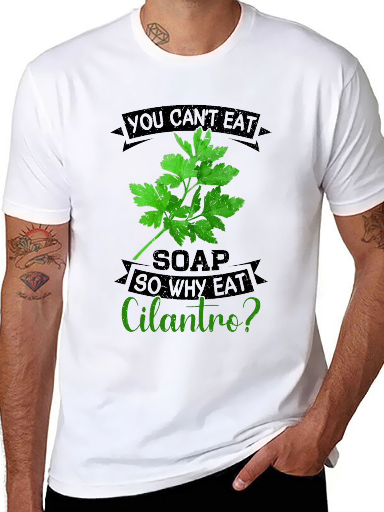 Black Funny Cilantro T-Shirt - Soap Taste Humor view 8