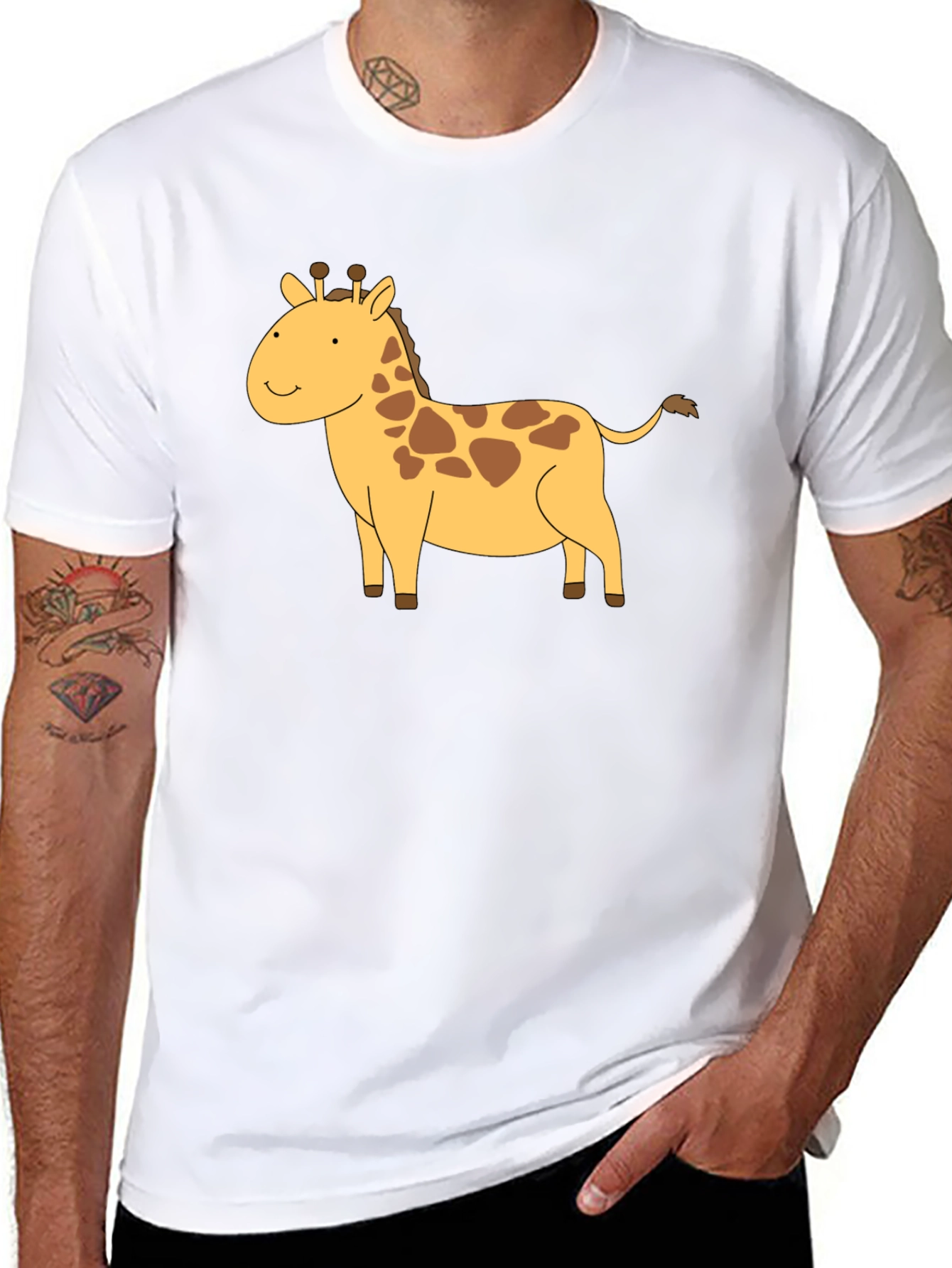 Black Giraffe Graphic Tee - Black Cotton T-Shirt view 8