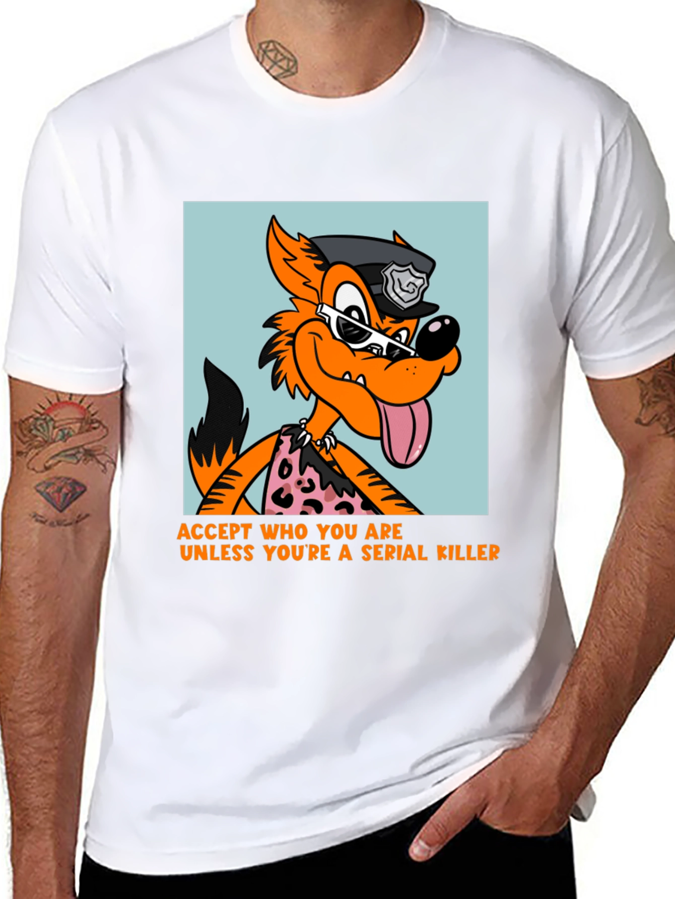 Black Sarcastic Cartoon Wolf Graphic Tee view 8