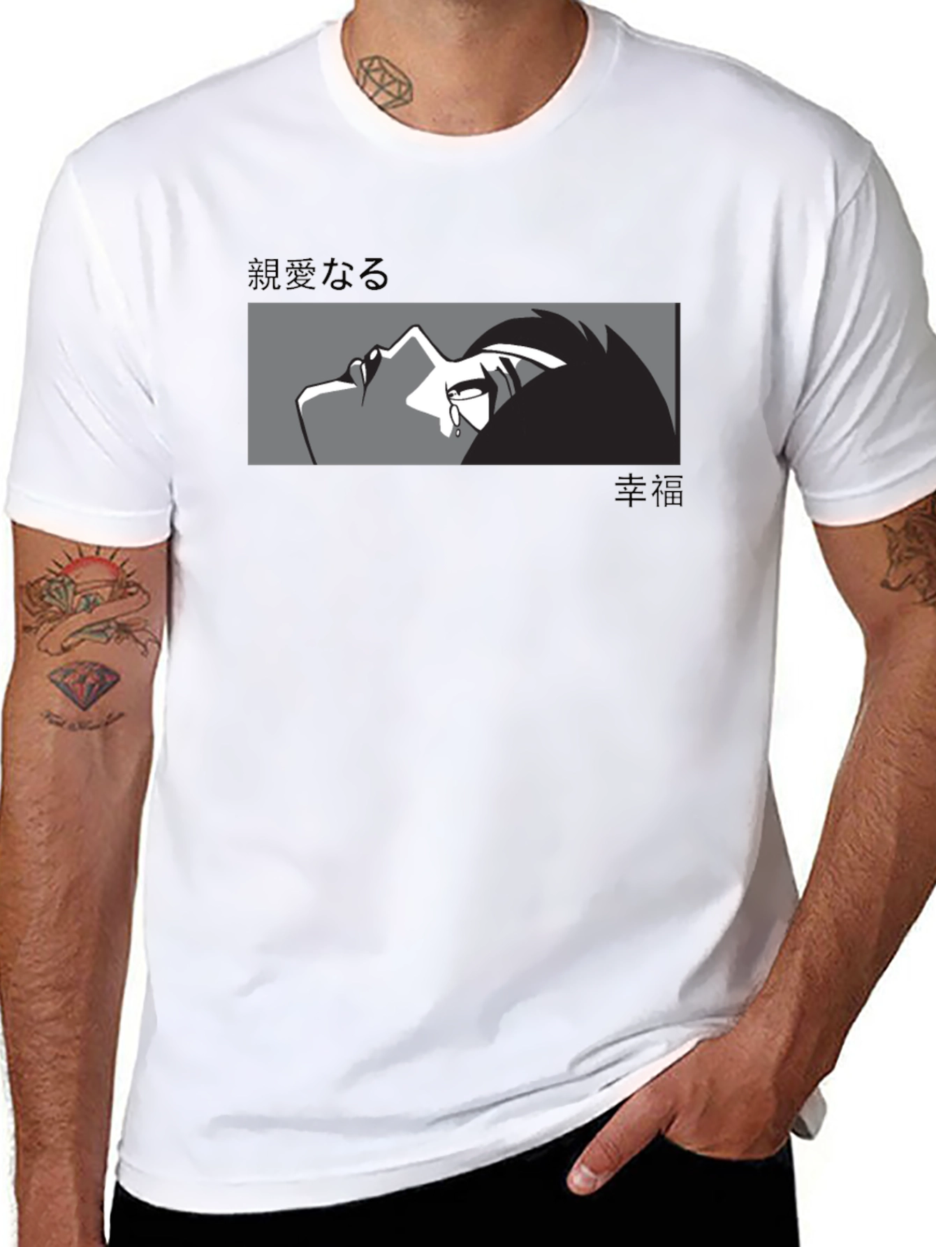 Black Anime Graphic Print Black T-Shirt view 8