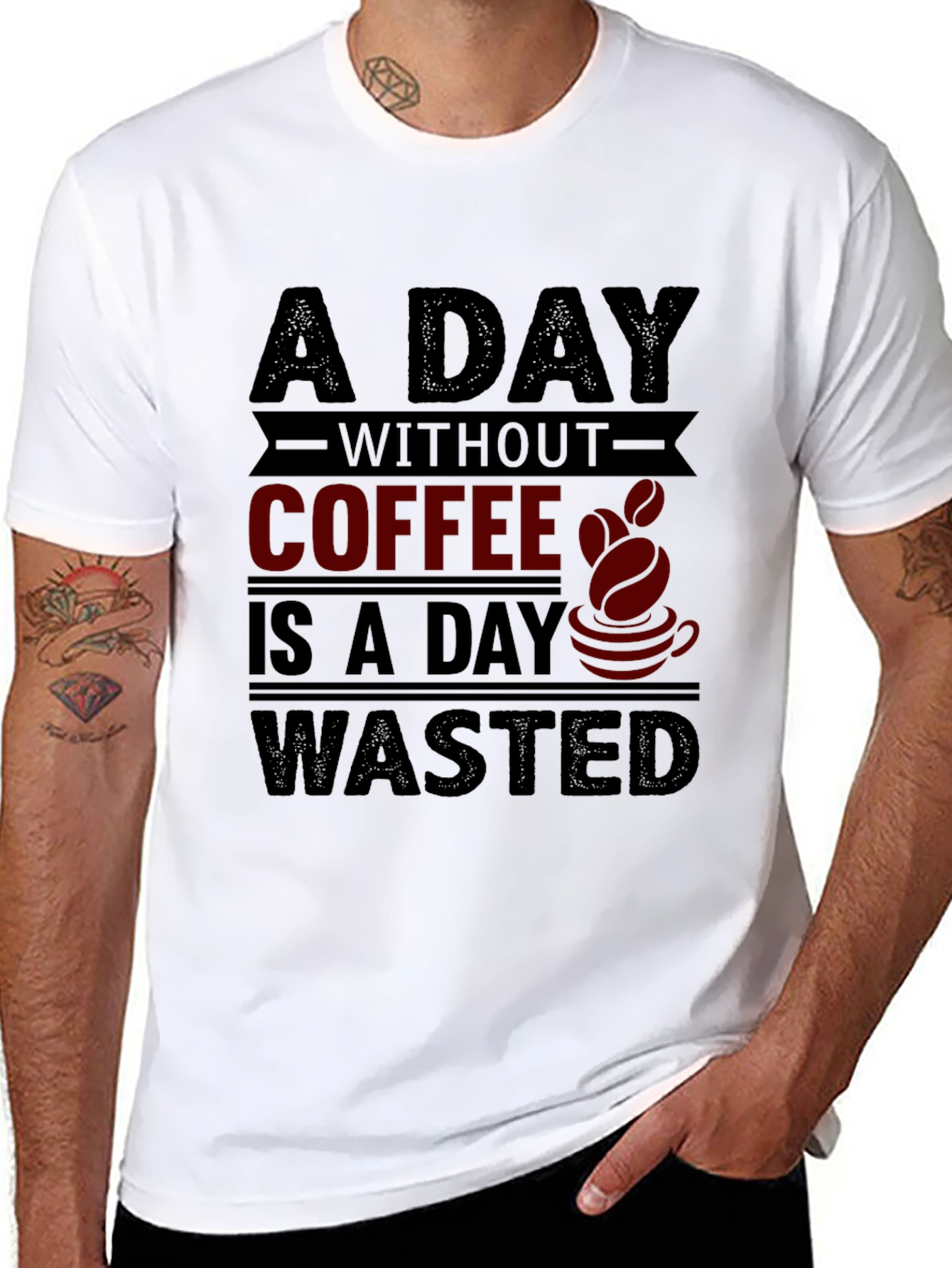 Black Coffee Lover T-Shirt - A Day Without Coffee is Wasted view 8