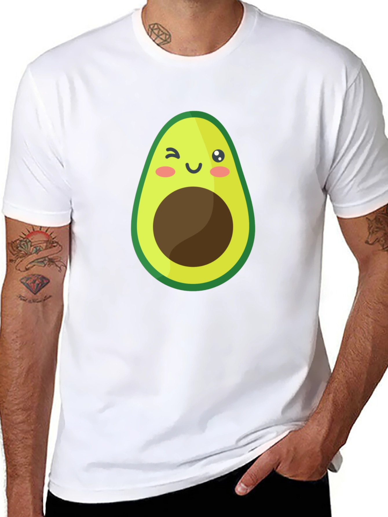 Black Cute Avocado Graphic Black T-Shirt view 8