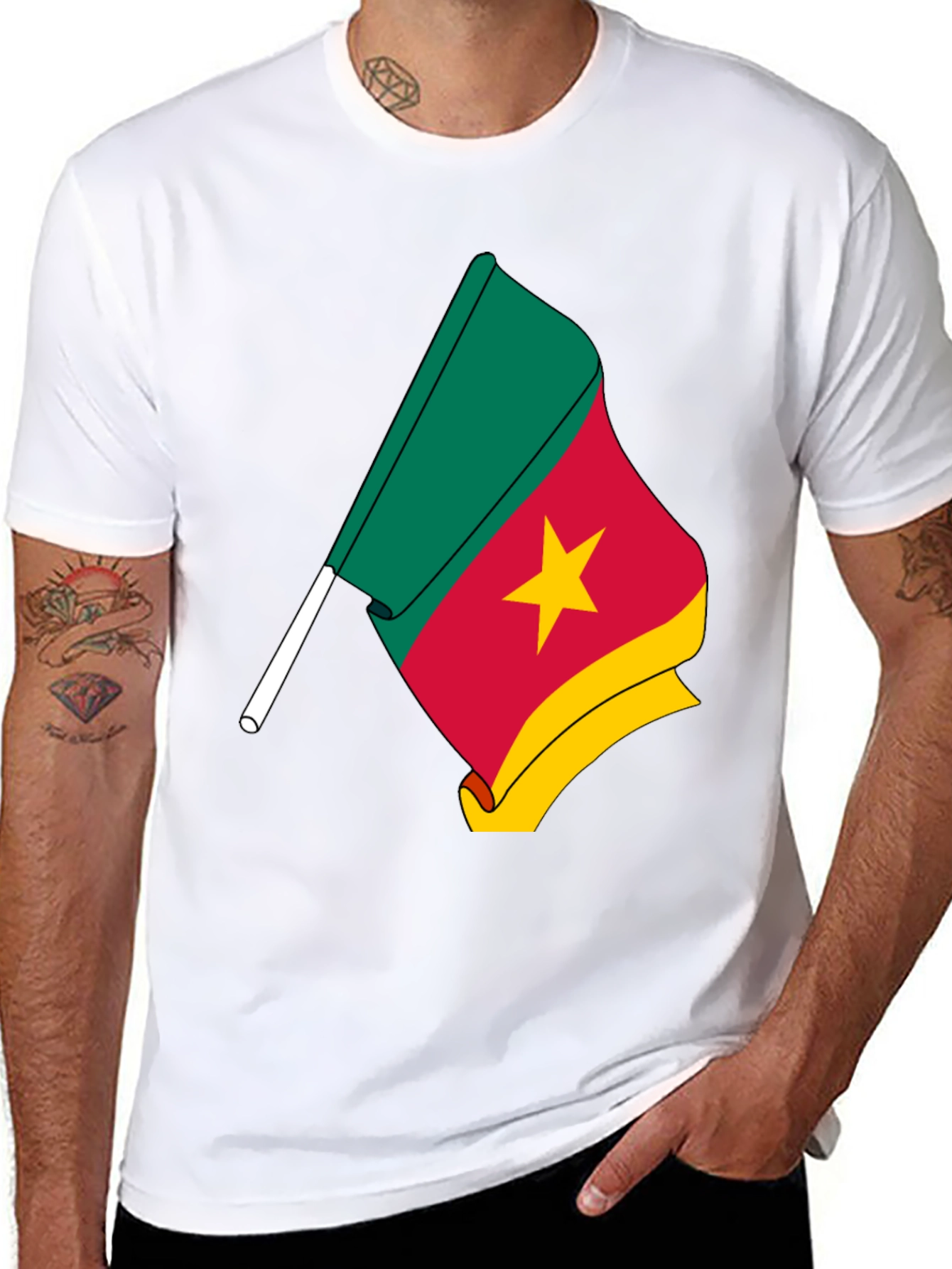 Black Cameroon Flag Graphic Tee - Black view 8