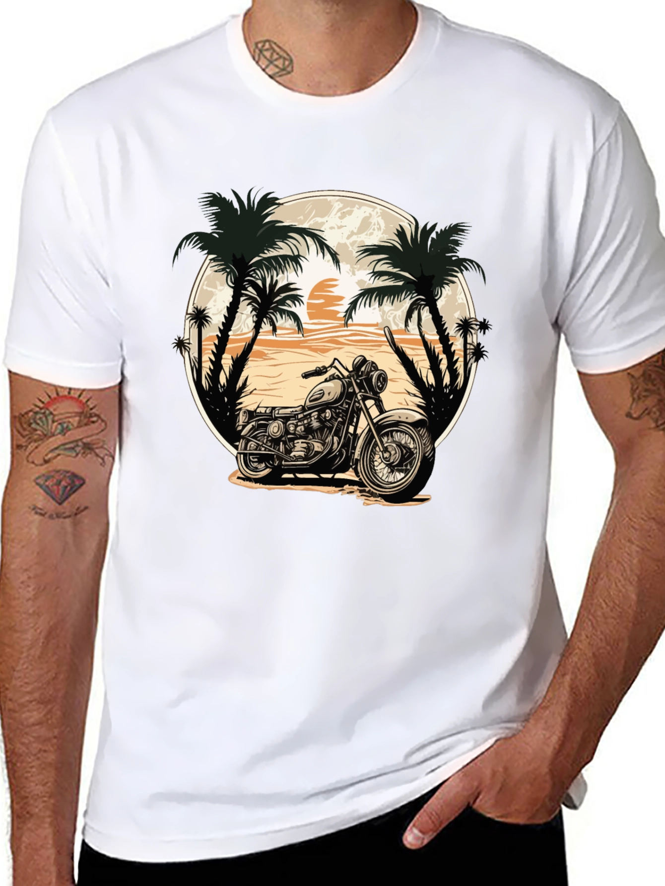 Black Motorcycle Beach Graphic Tee view 8