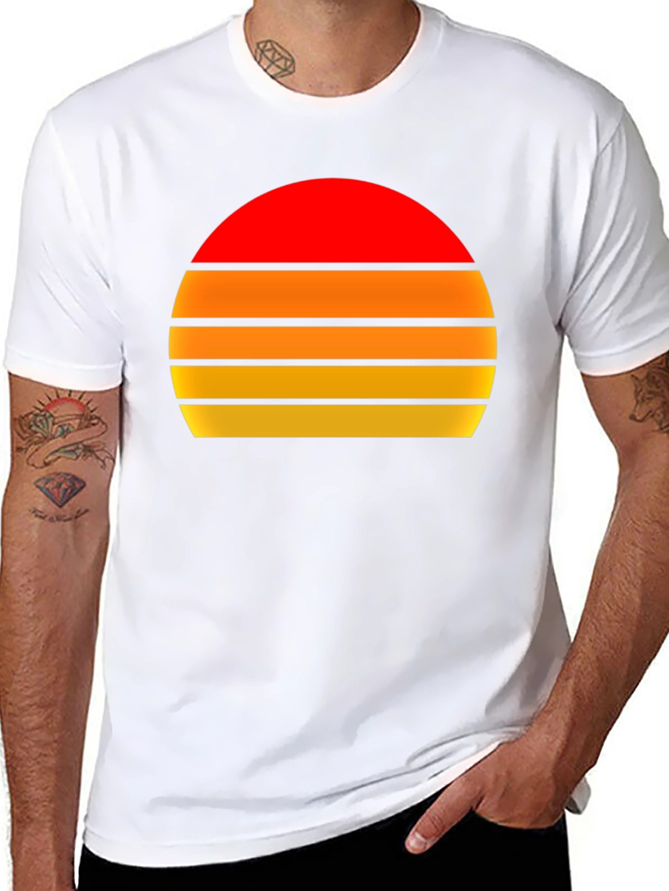 Black Retro Sunset Graphic Tee - Vintage Style T-Shirt view 8