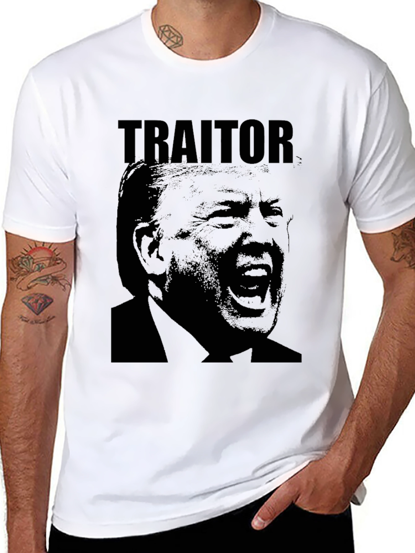 Black Traitor Graphic Tee - Political Statement Shirt view 8