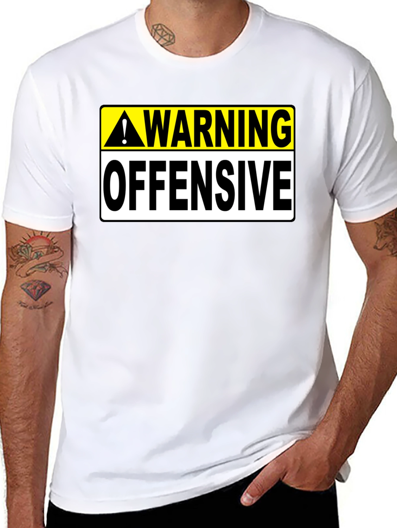 Black Warning Offensive Graphic T-Shirt view 8