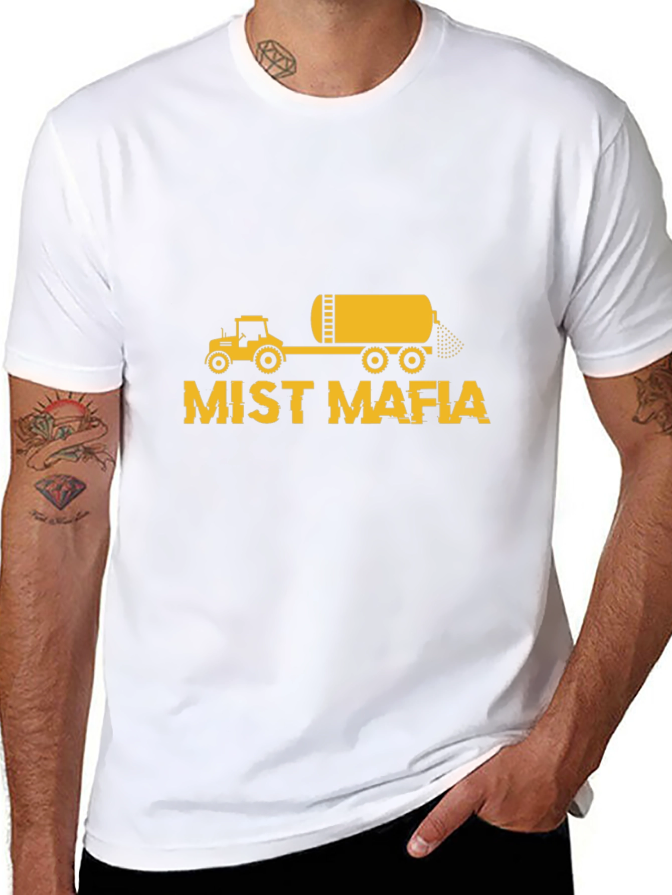 Black Mist Mafia Tractor T-Shirt - Black Cotton Tee view 8