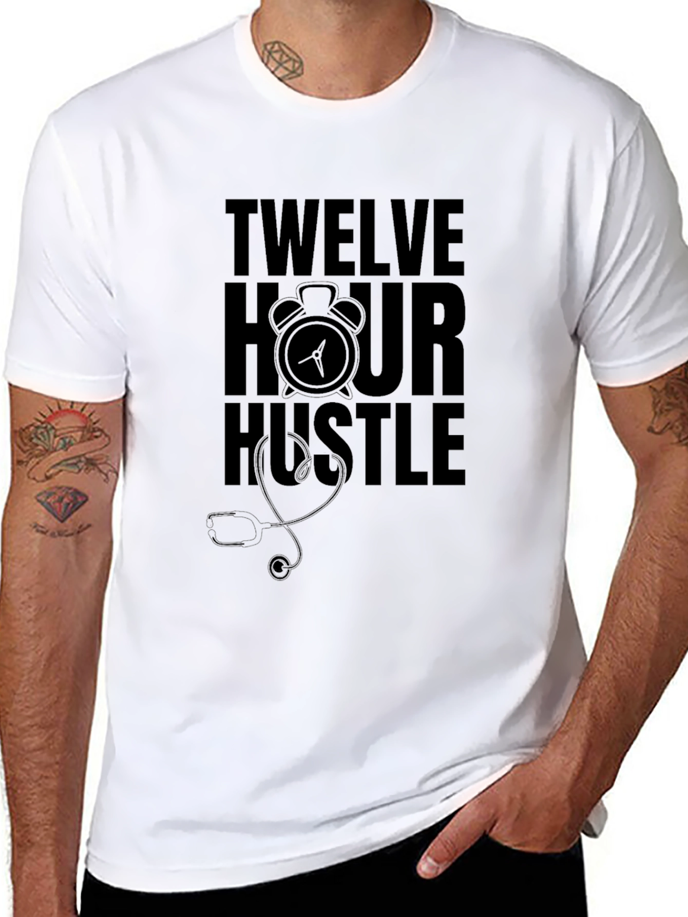Black Twelve Hour Hustle Graphic Tee view 8