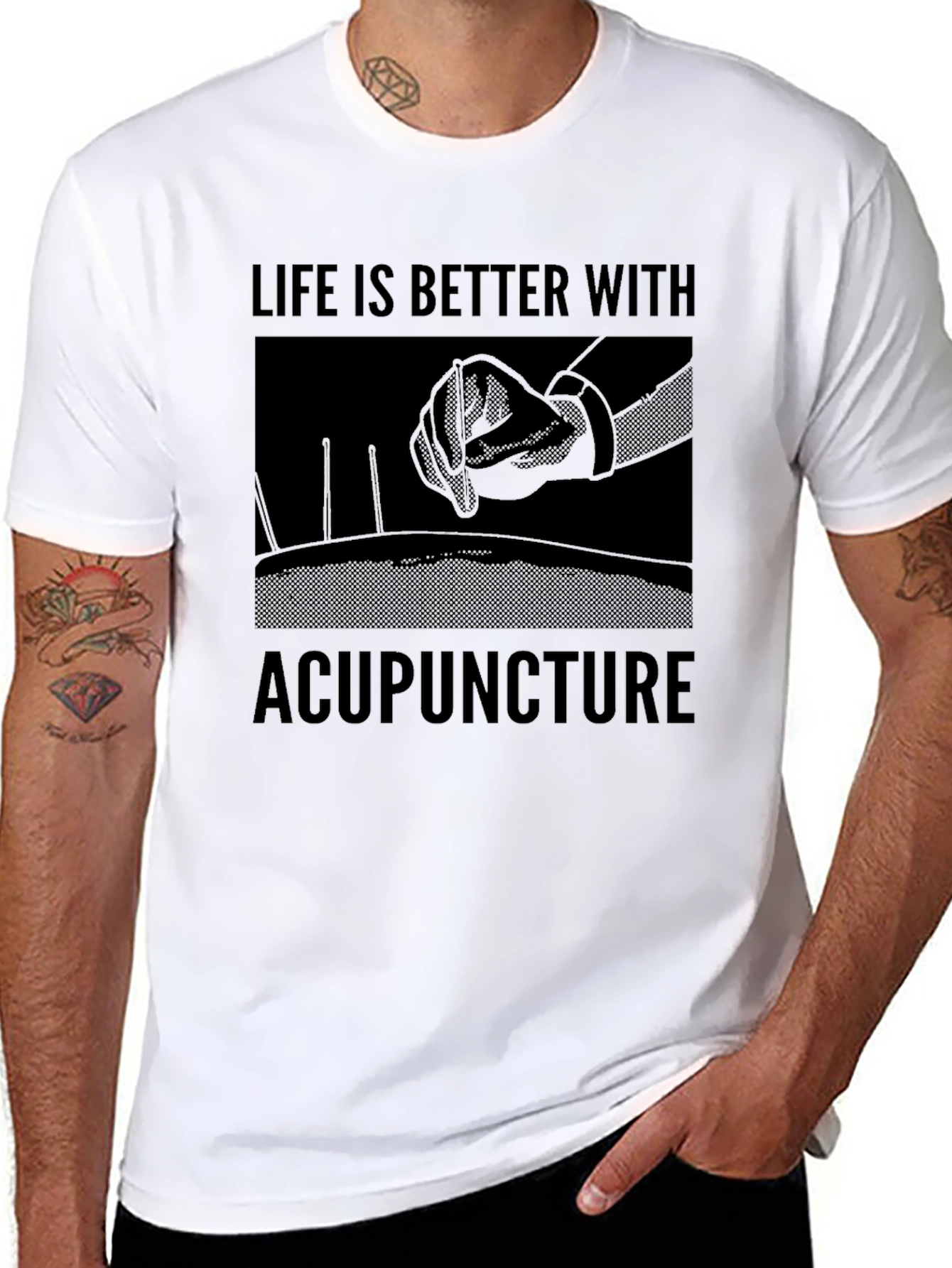 Black Acupuncture Life T-Shirt - Premium Cotton Blend view 8