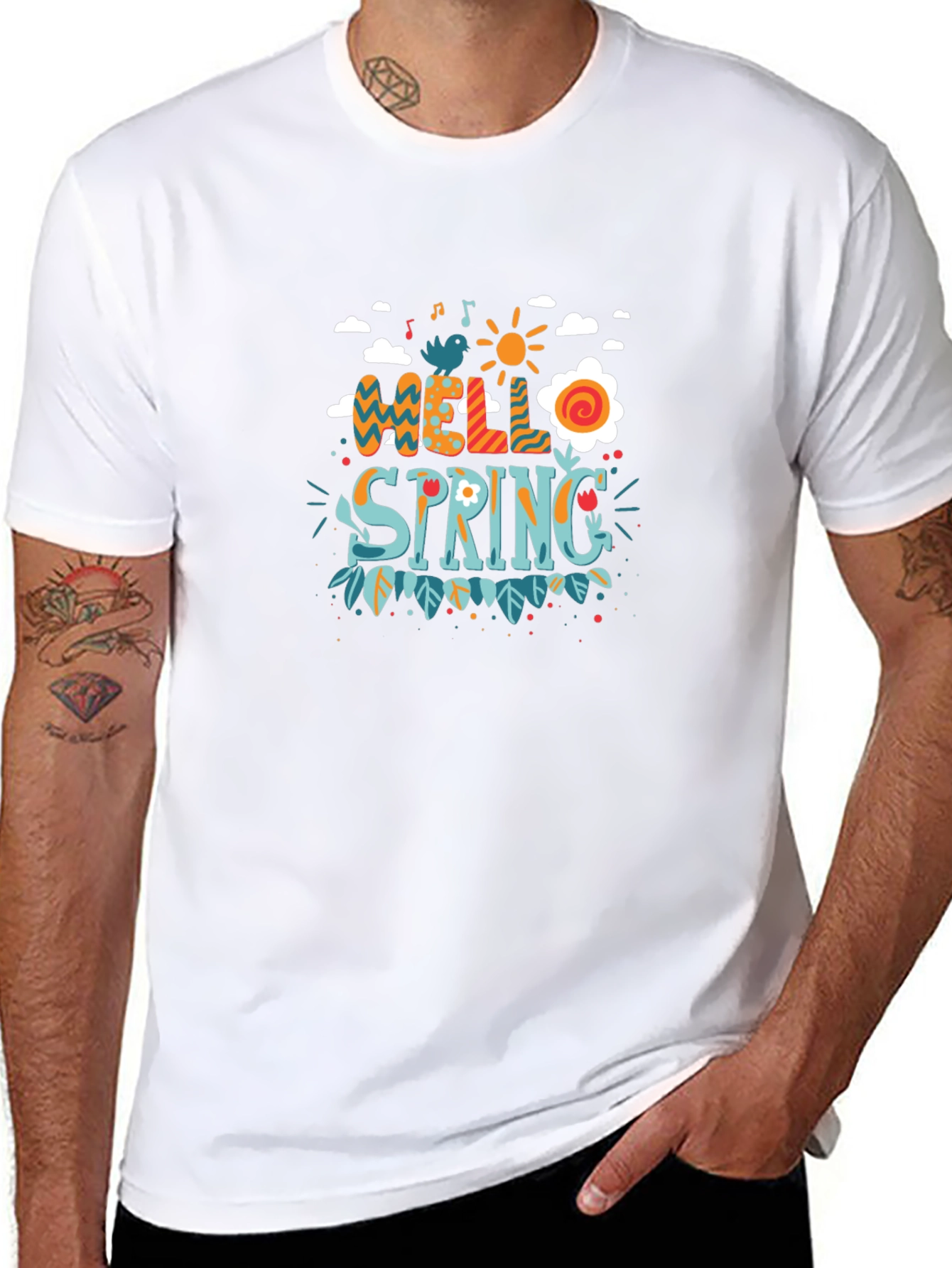 Hello Spring Graphic Tee - Black - 8