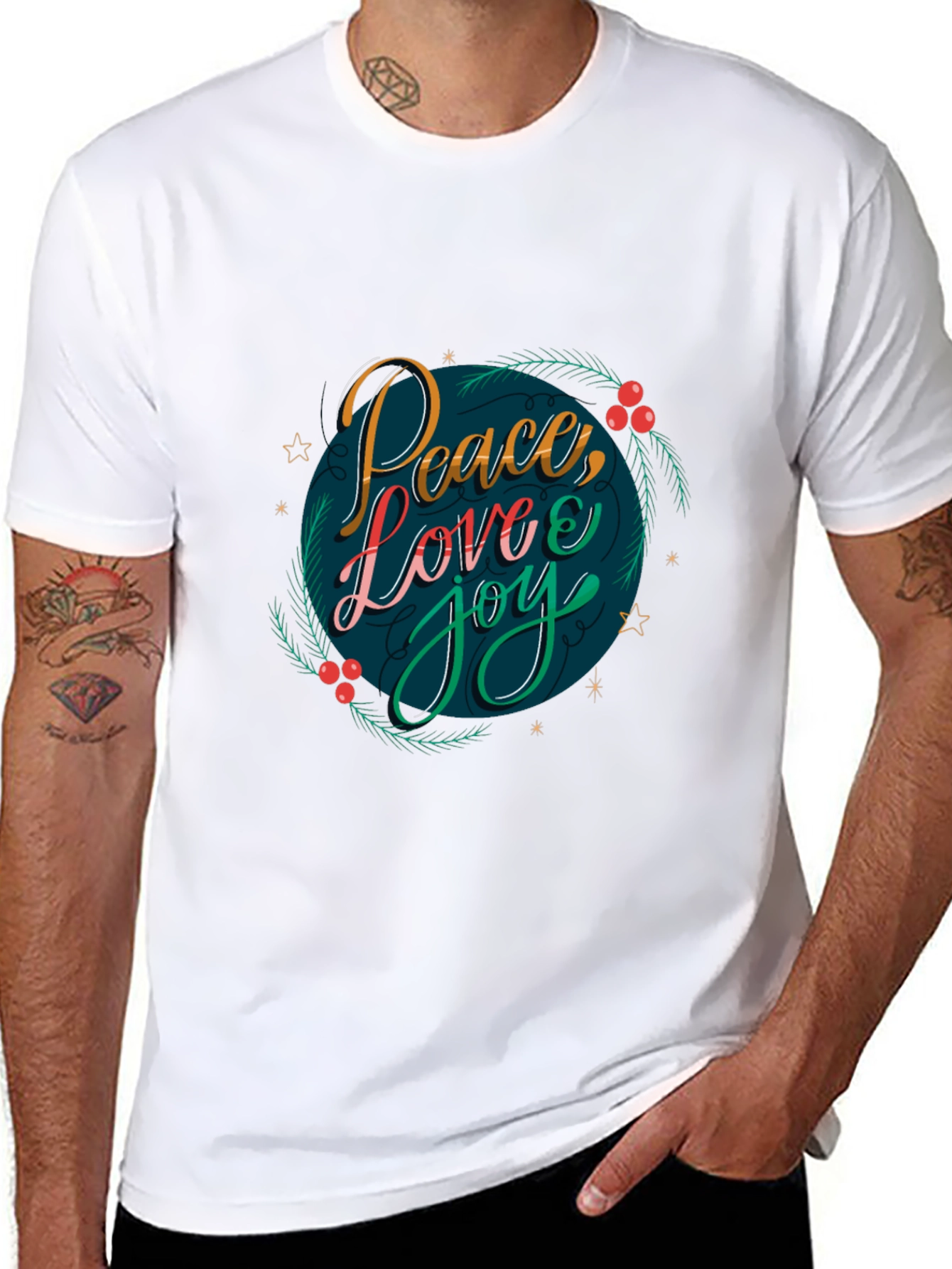 Black Peace Love Joy Holiday Graphic Tee view 8