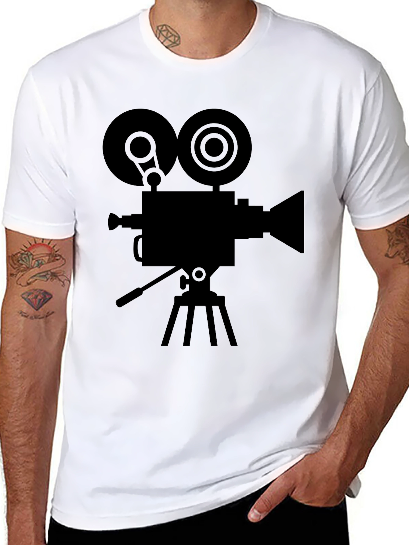 Black Classic Film Camera Graphic T-Shirt - Retro Movie Tee view 8