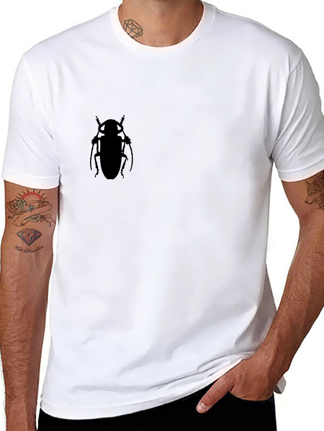 Black Black Beetle Silhouette T-Shirt - Men's Casual Tee view 8