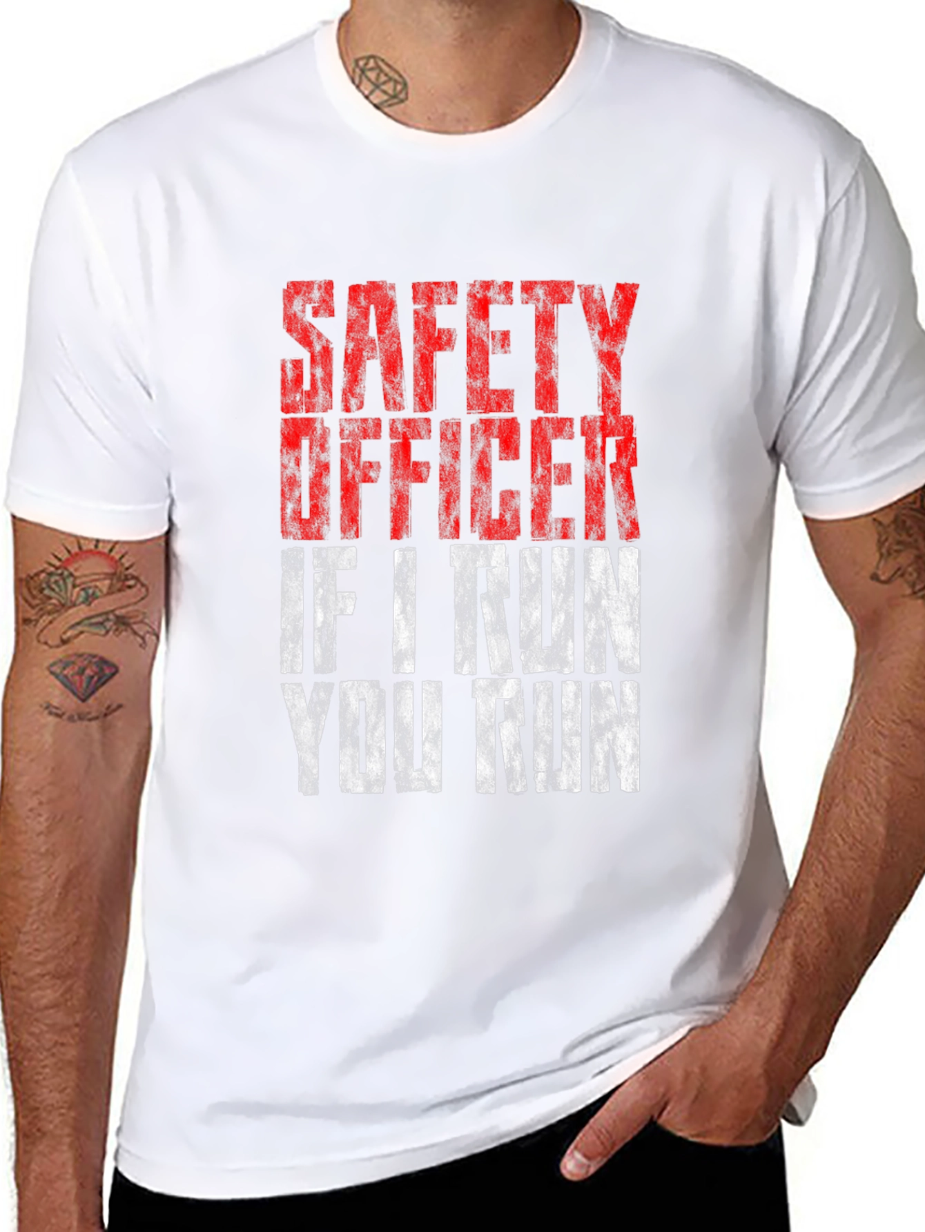 Black Safety Officer - If I Run You Run T-Shirt view 8