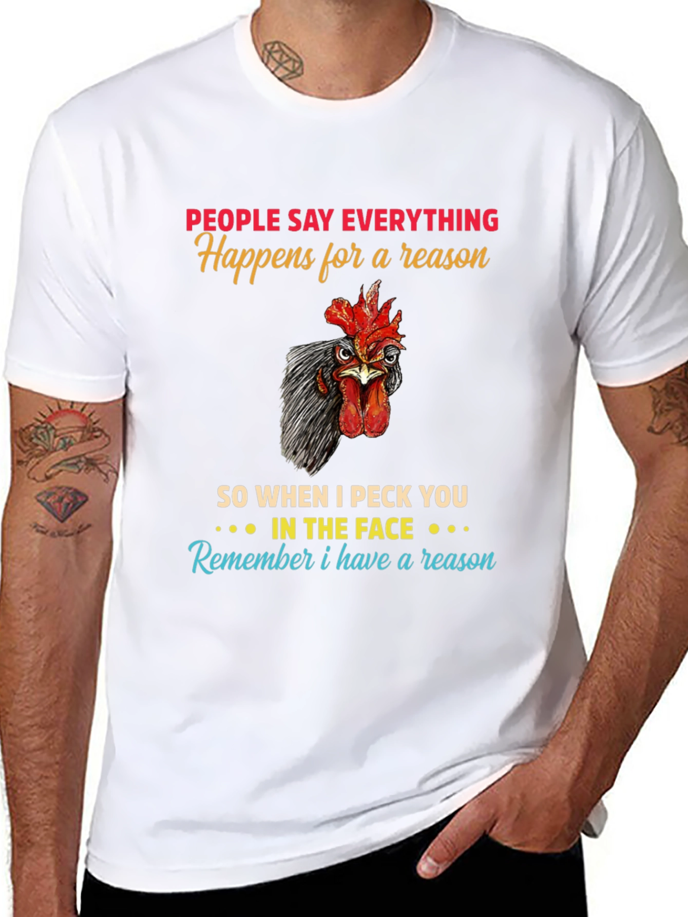 Black Funny Chicken Peck You in The Face T-Shirt view 8