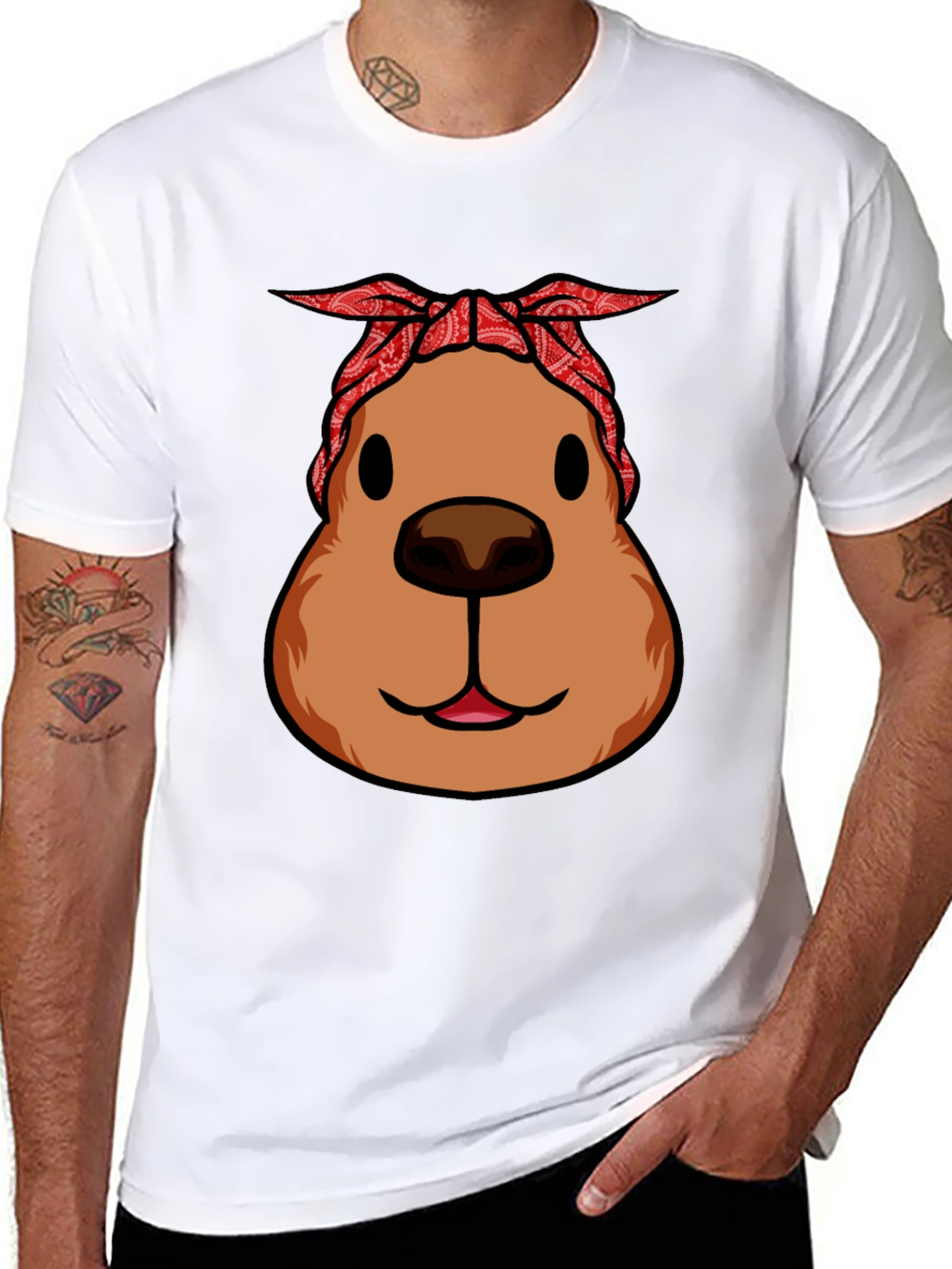 Black Capybara Bandana T-Shirt - Cool & Casual view 8