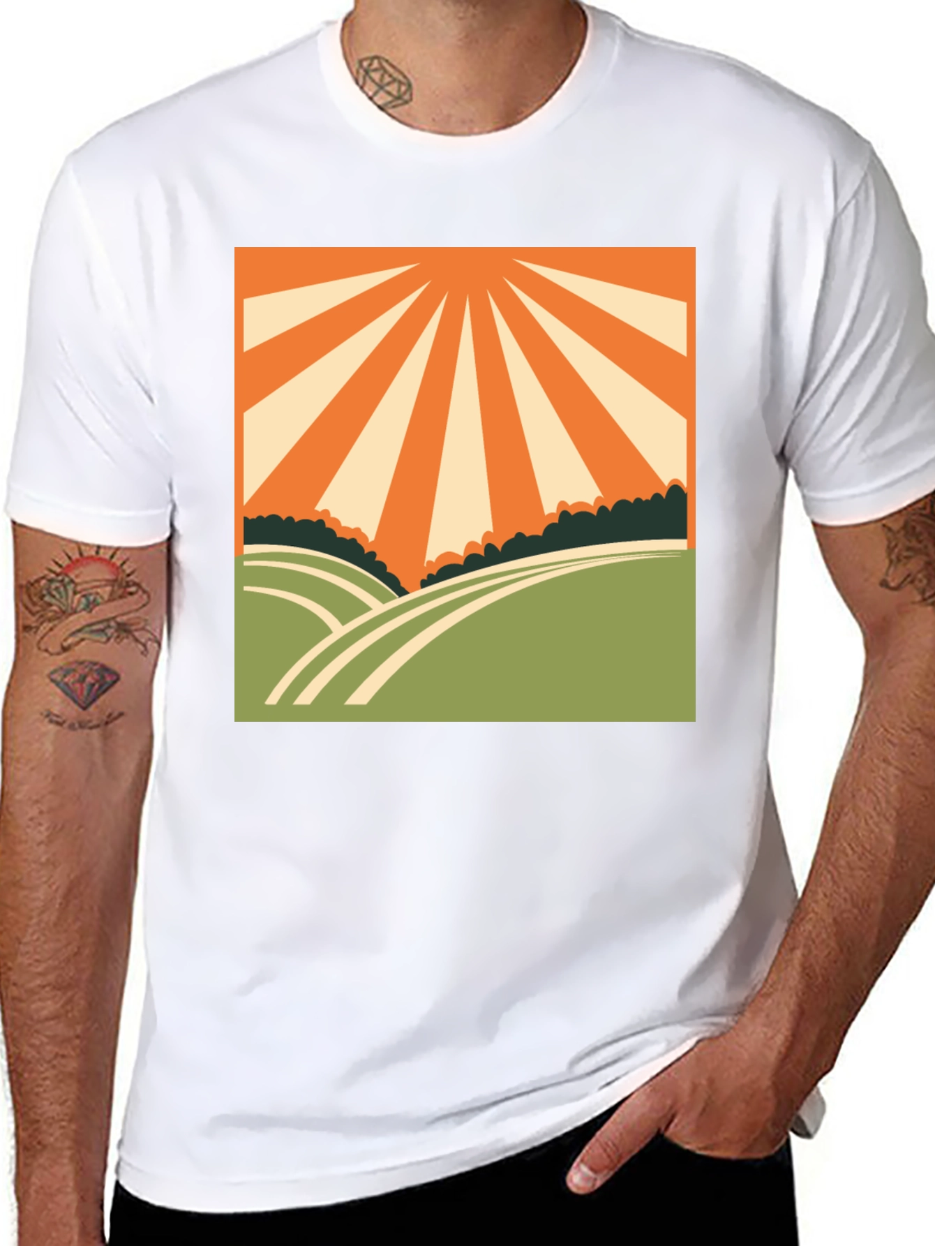 Black Retro Sunrise Graphic Tee - Vintage Inspired Design view 8