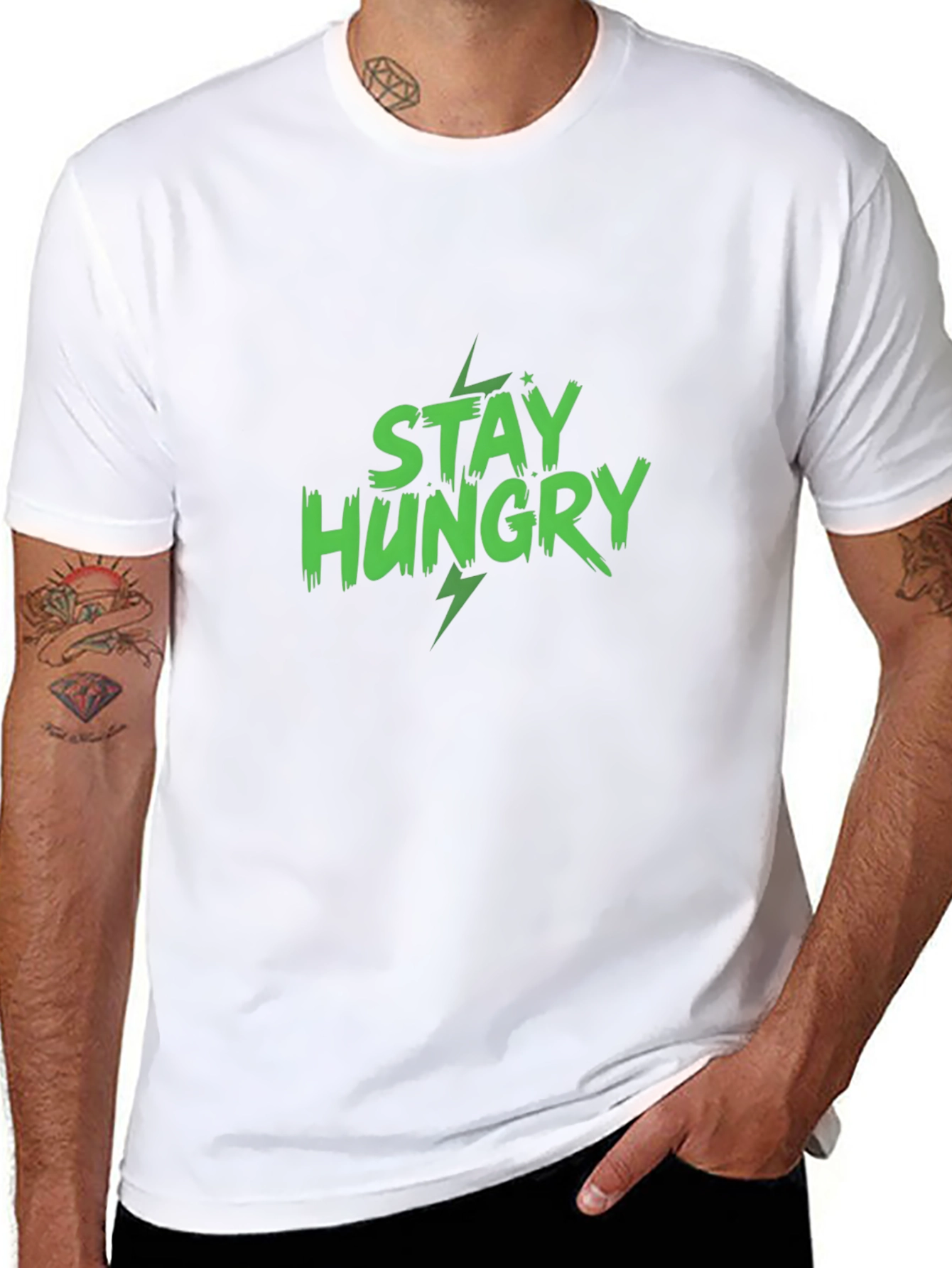 Black Stay Hungry Graphic Print Black T-Shirt view 8