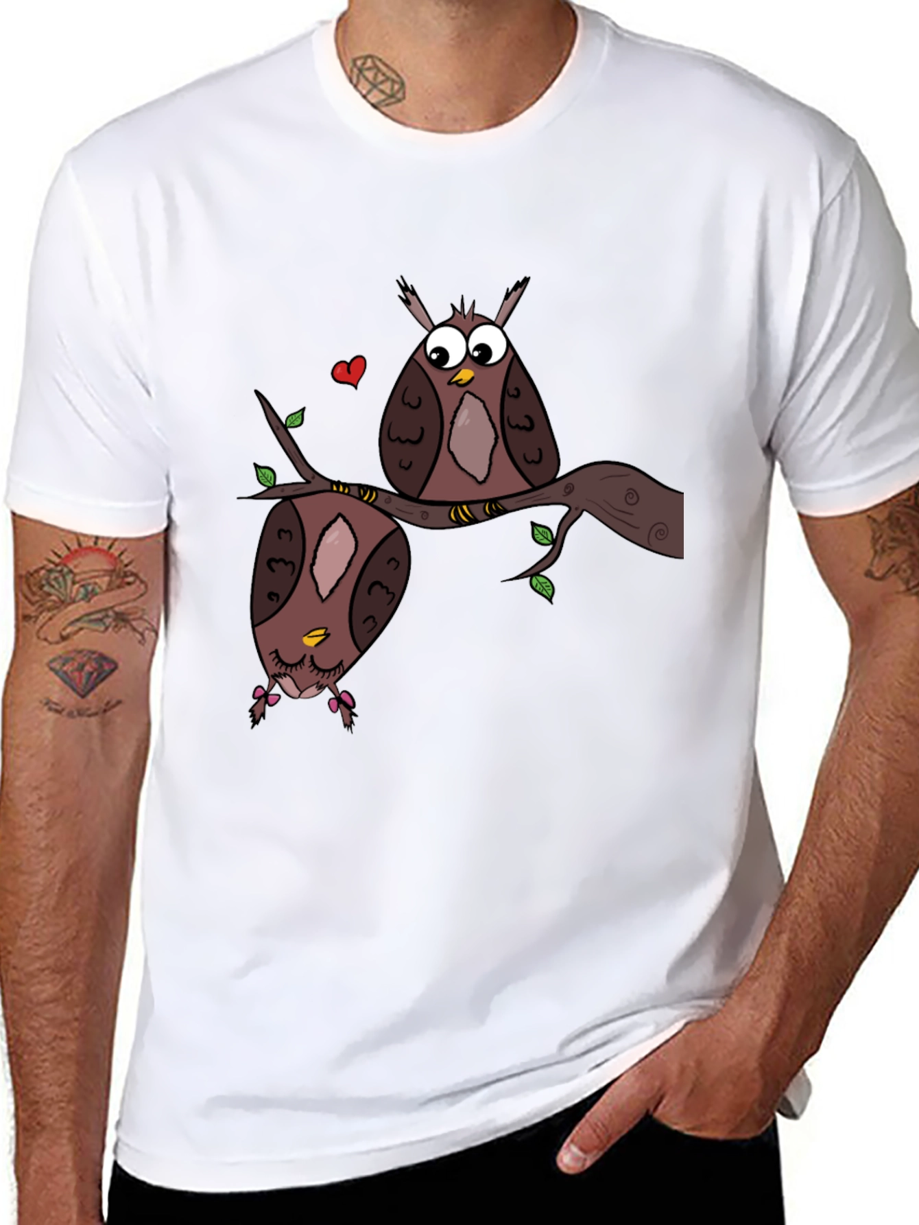 Black Owl Love Graphic Tee - Black Unisex T-Shirt view 8