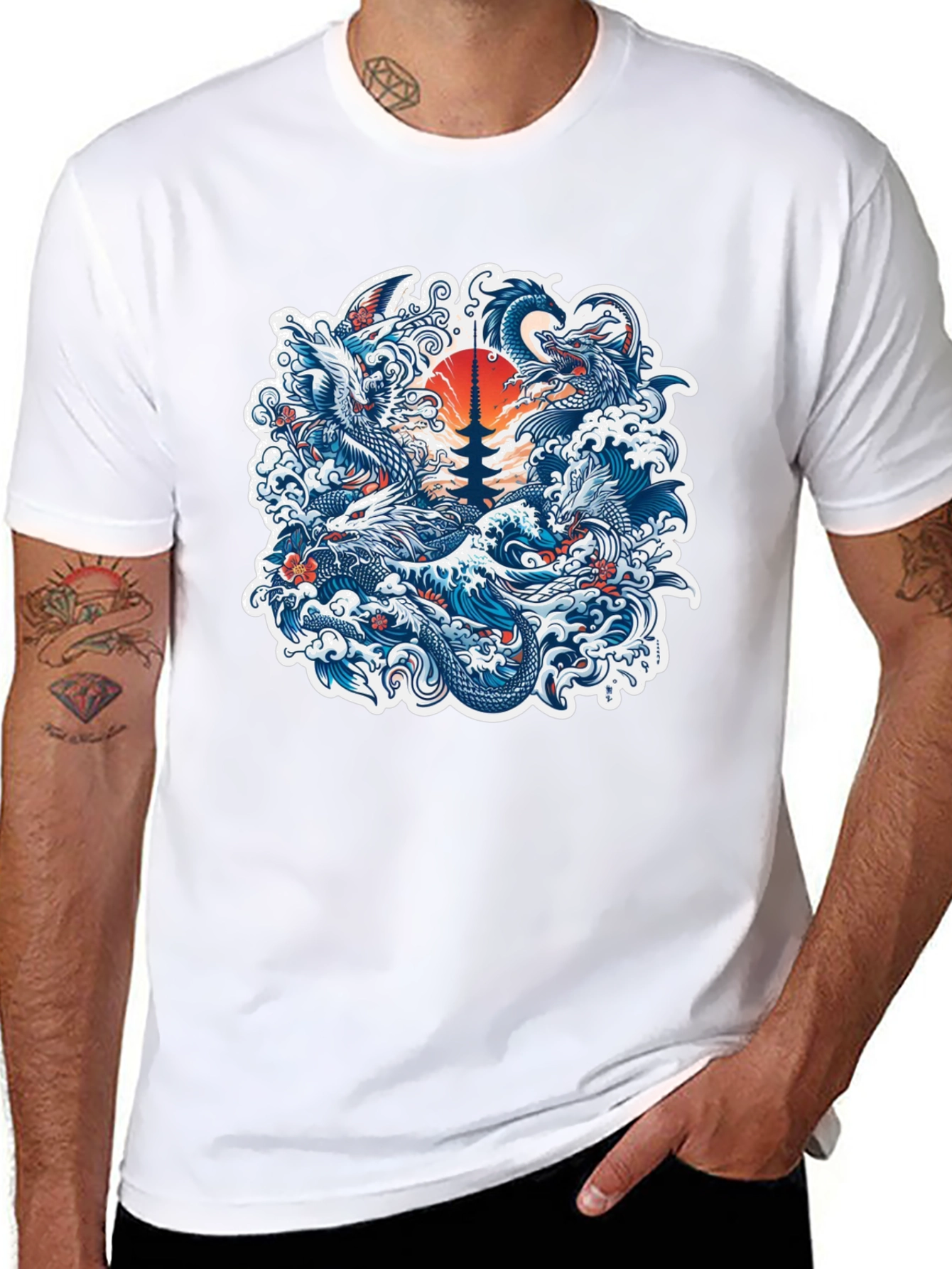 Black Dragon Wave Graphic Tee view 8