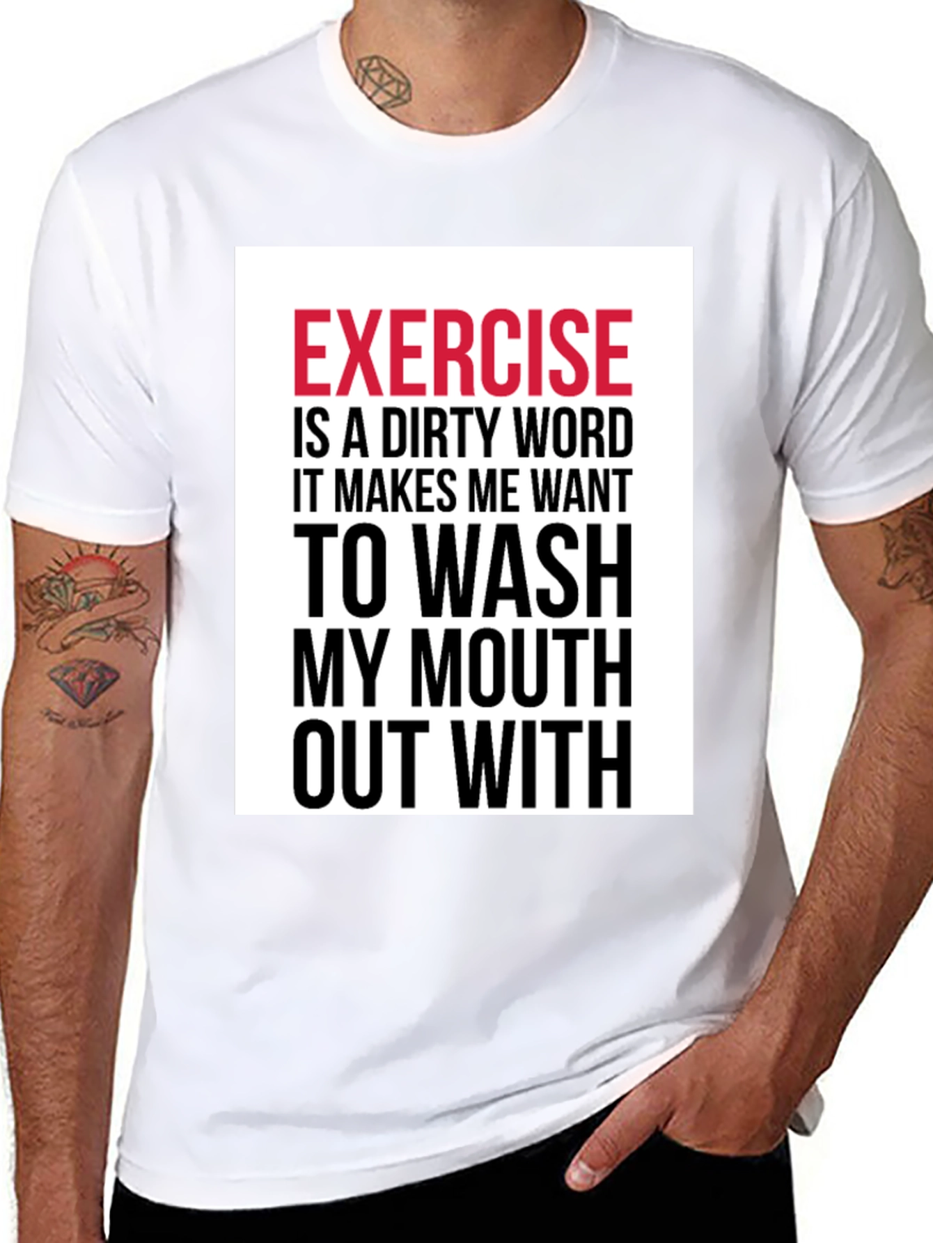 Black Funny Exercise T-Shirt - Dirty Word Graphic Tee view 8