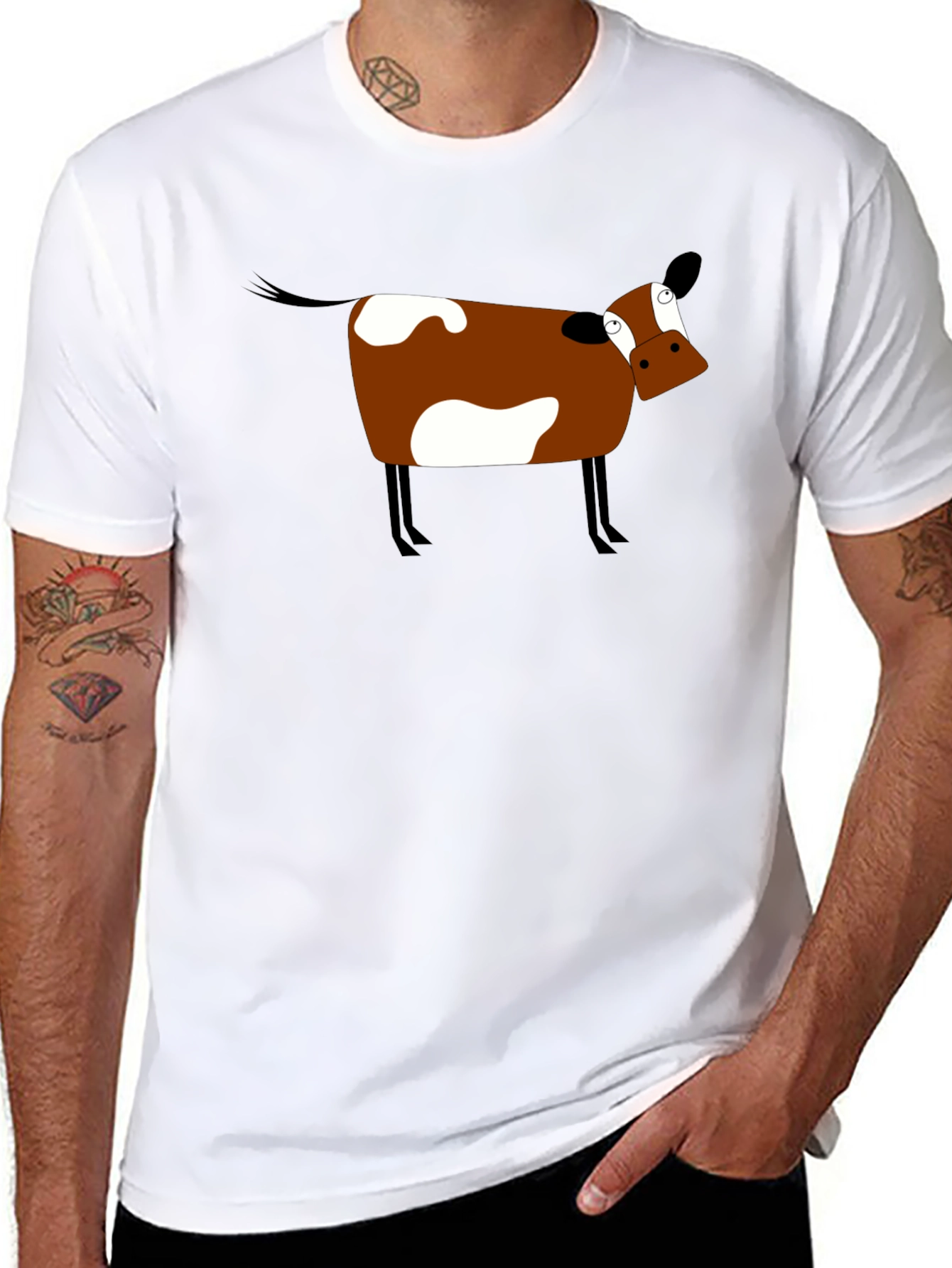 Black Funny Cow Graphic Tee - Black Cotton T-Shirt view 8