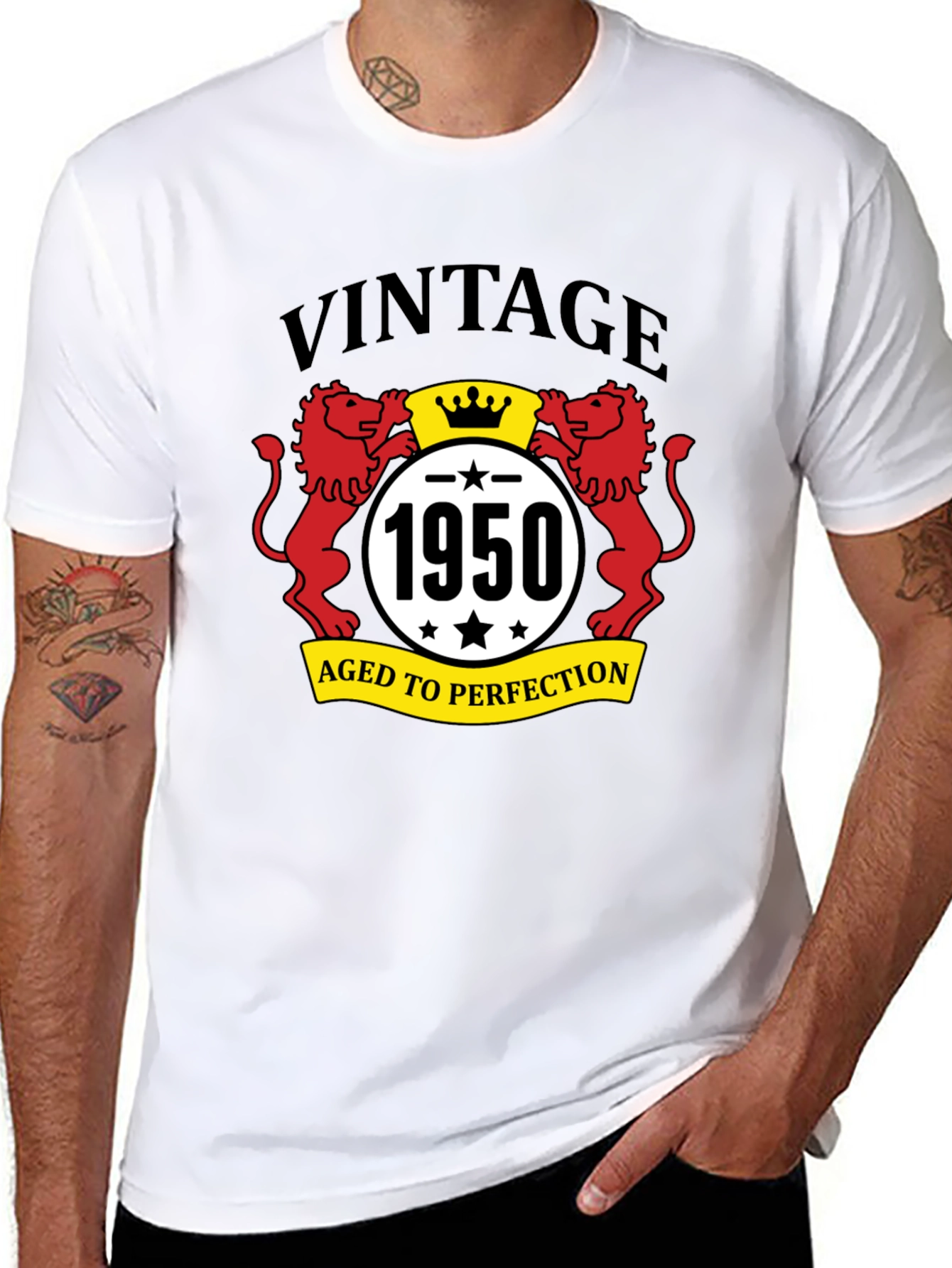 Black Vintage 1950 Aged to Perfection Black T-Shirt view 8