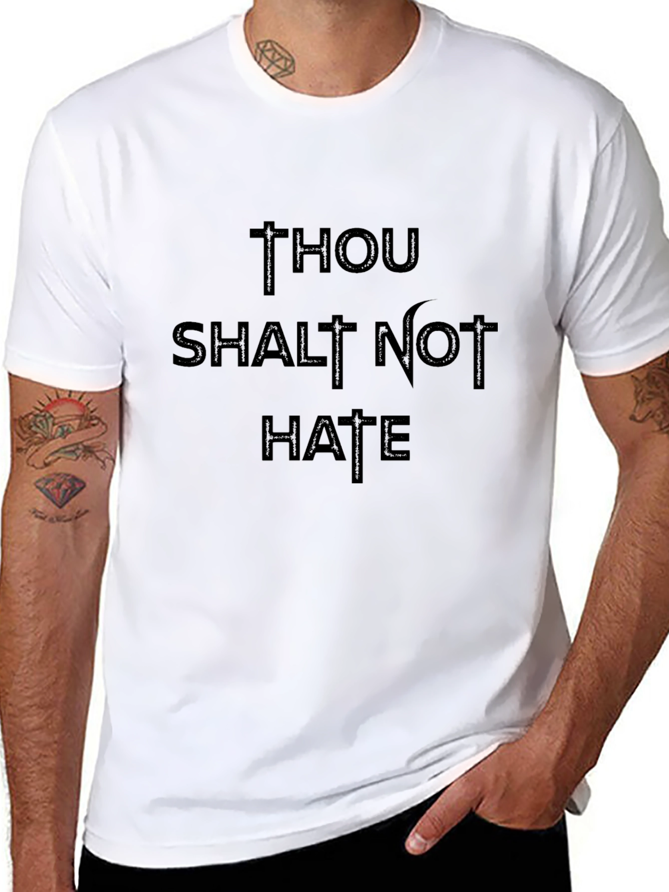 Black Thou Shalt Not Hate Graphic Tee - Black view 8