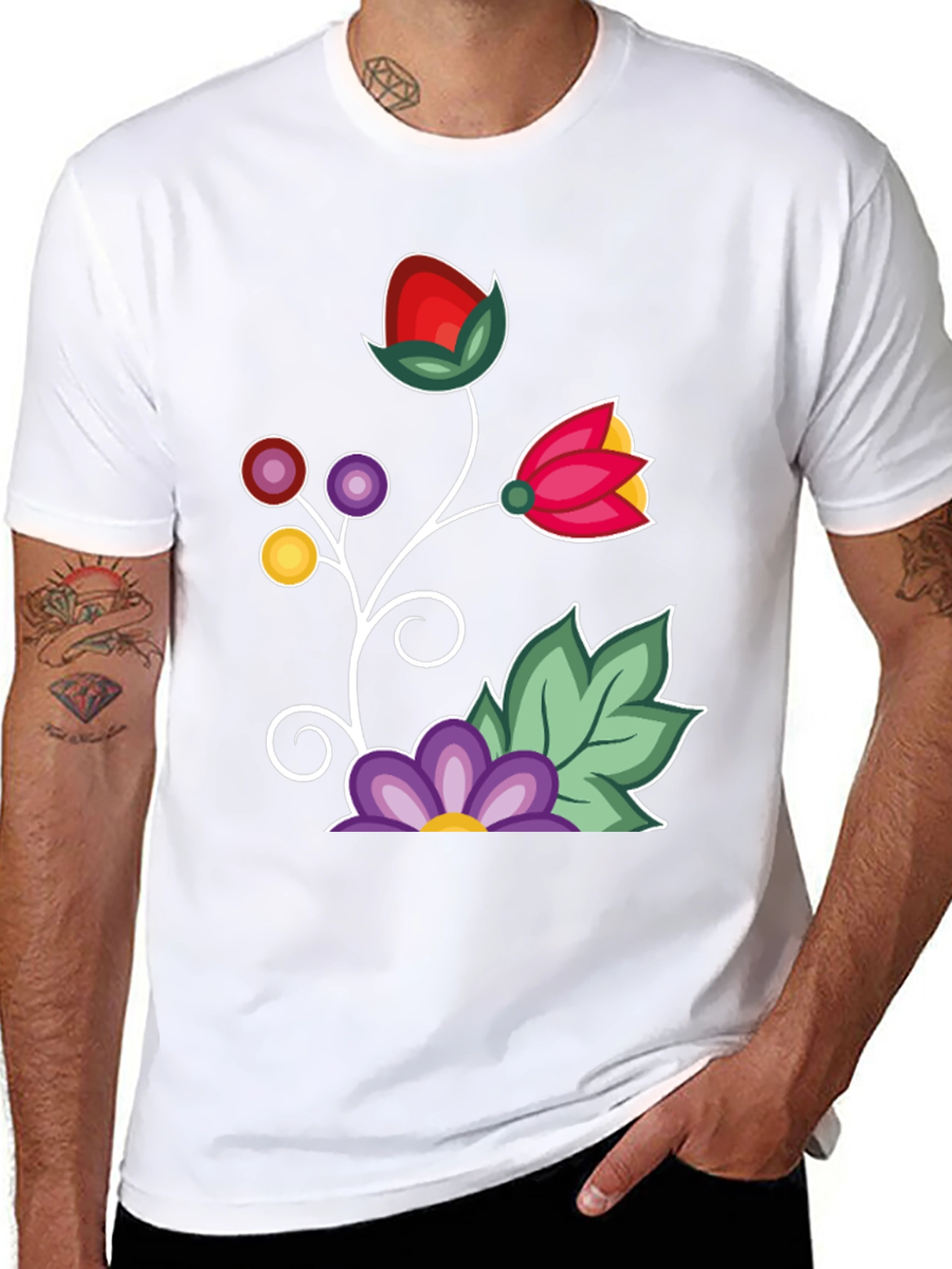 Black Floral Graphic T-Shirt - Black Casual Tee view 8