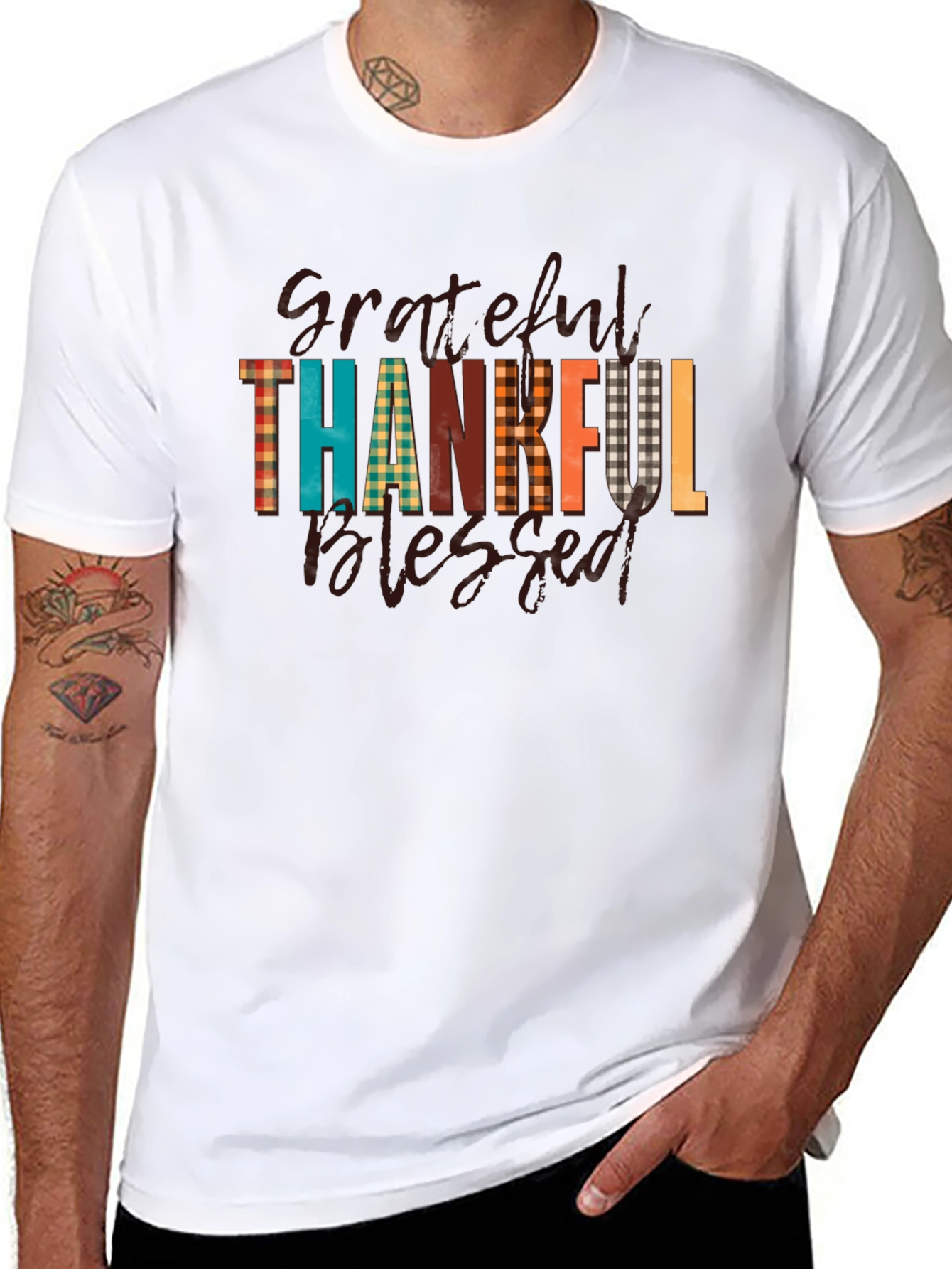 Black Grateful Thankful Blessed Black T-Shirt view 8